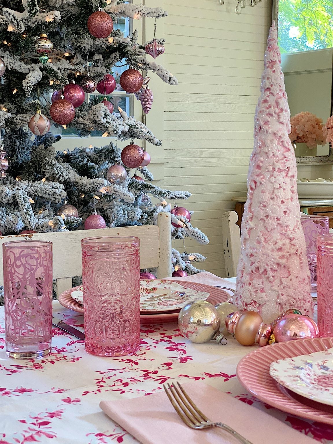 Pink Tabletop Christmas Tree 
