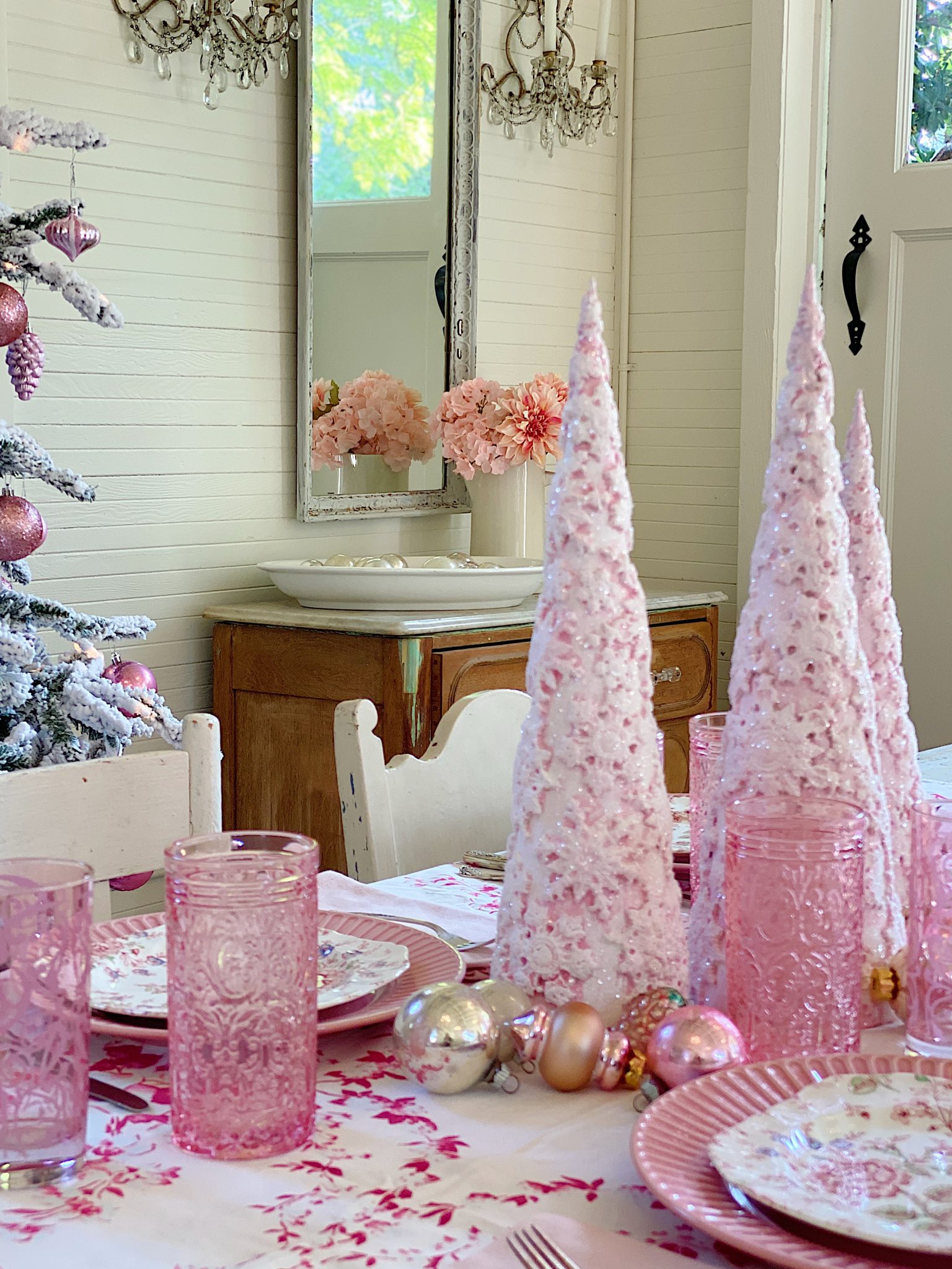 Pink Tabletop Christmas Tree