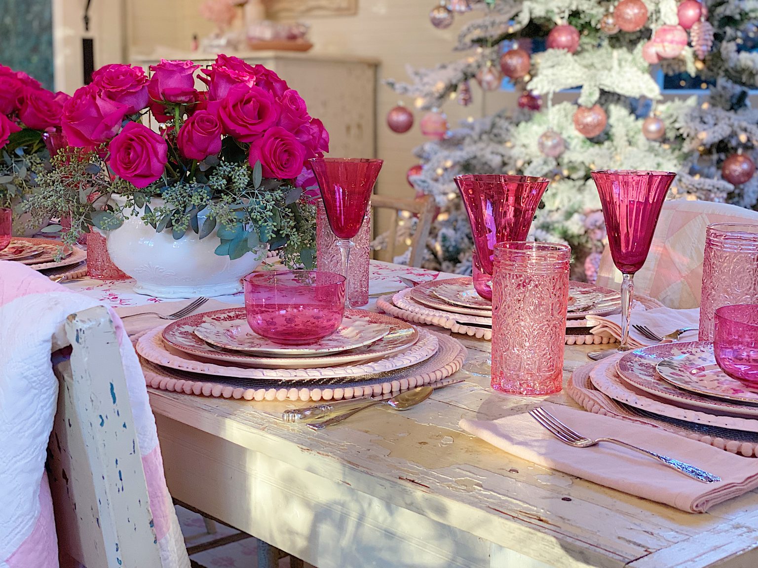 A Very Pink Christmas in the Carriage House