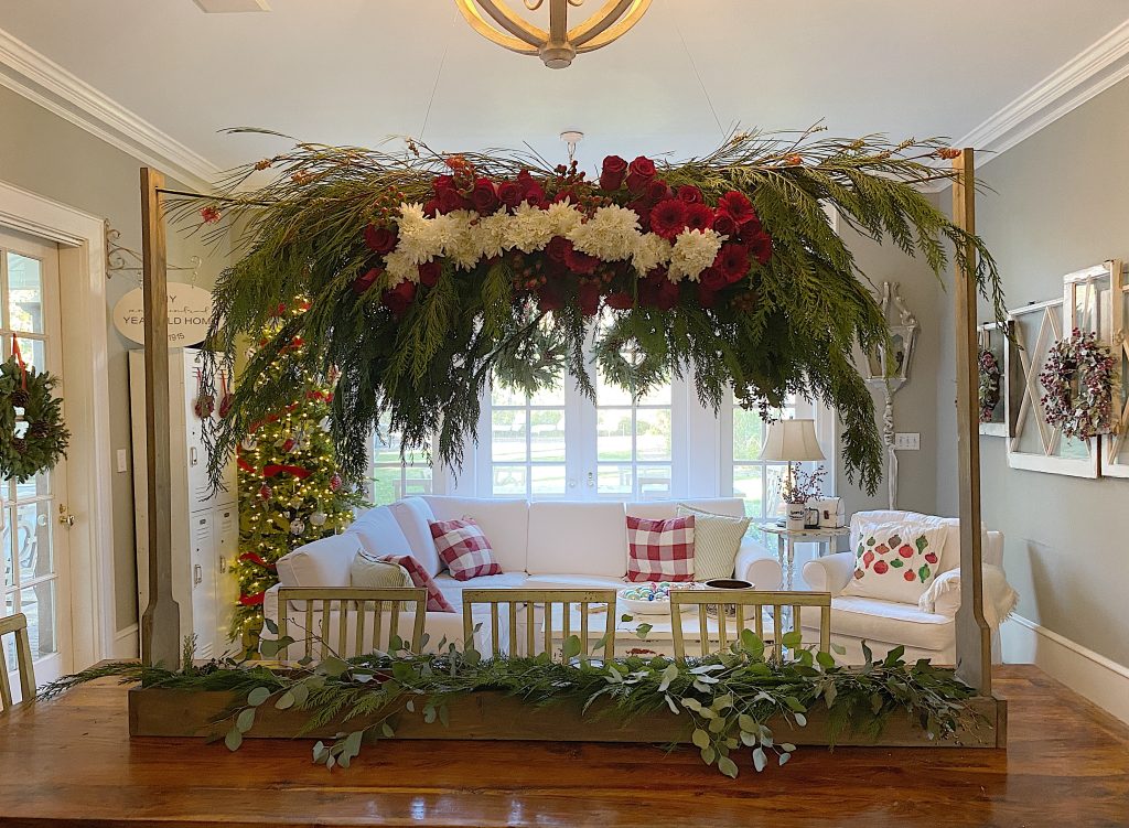 Christmas Centerpiece with Hanging Flowers