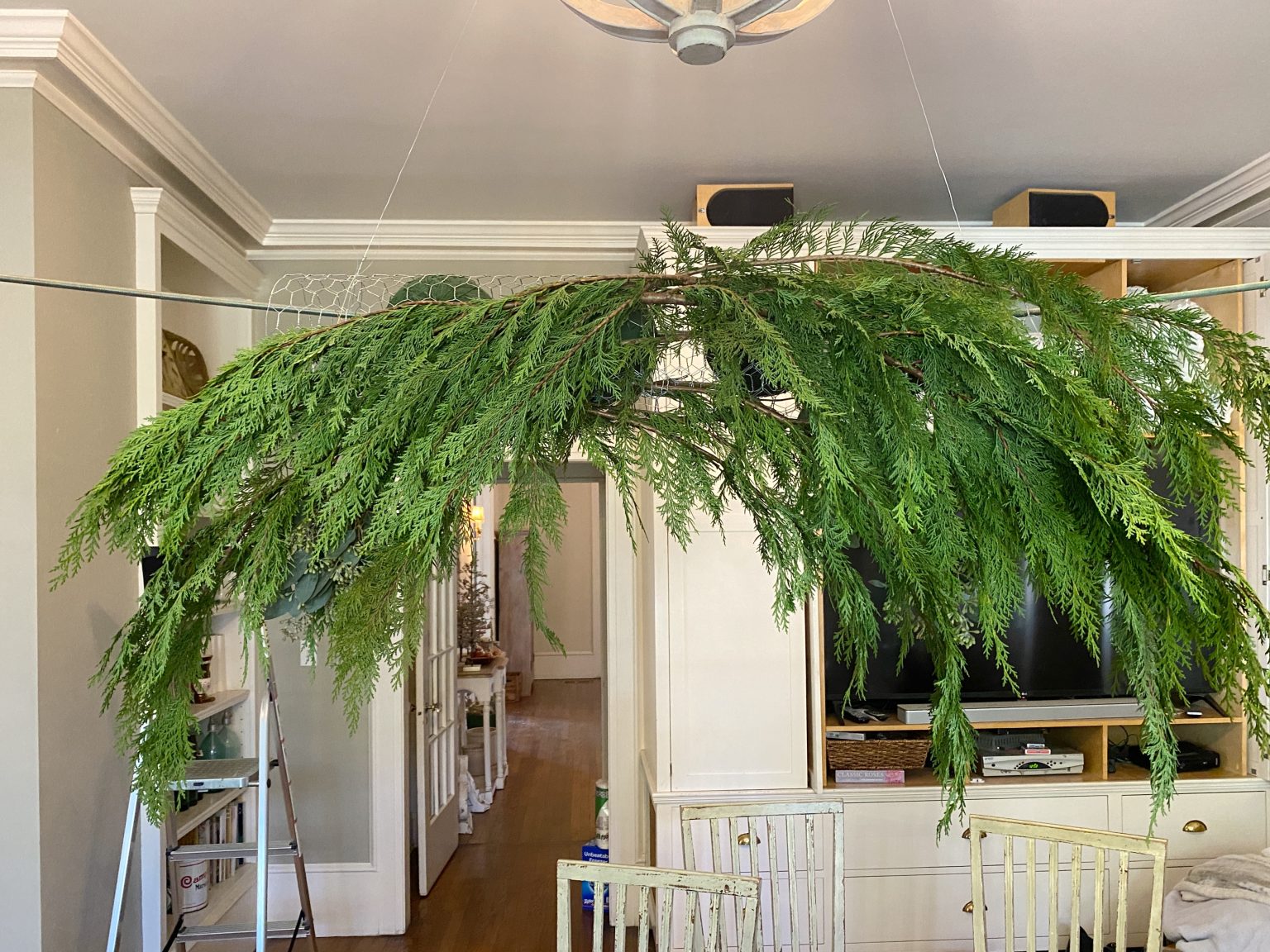 Christmas Centerpiece with Hanging Flowers