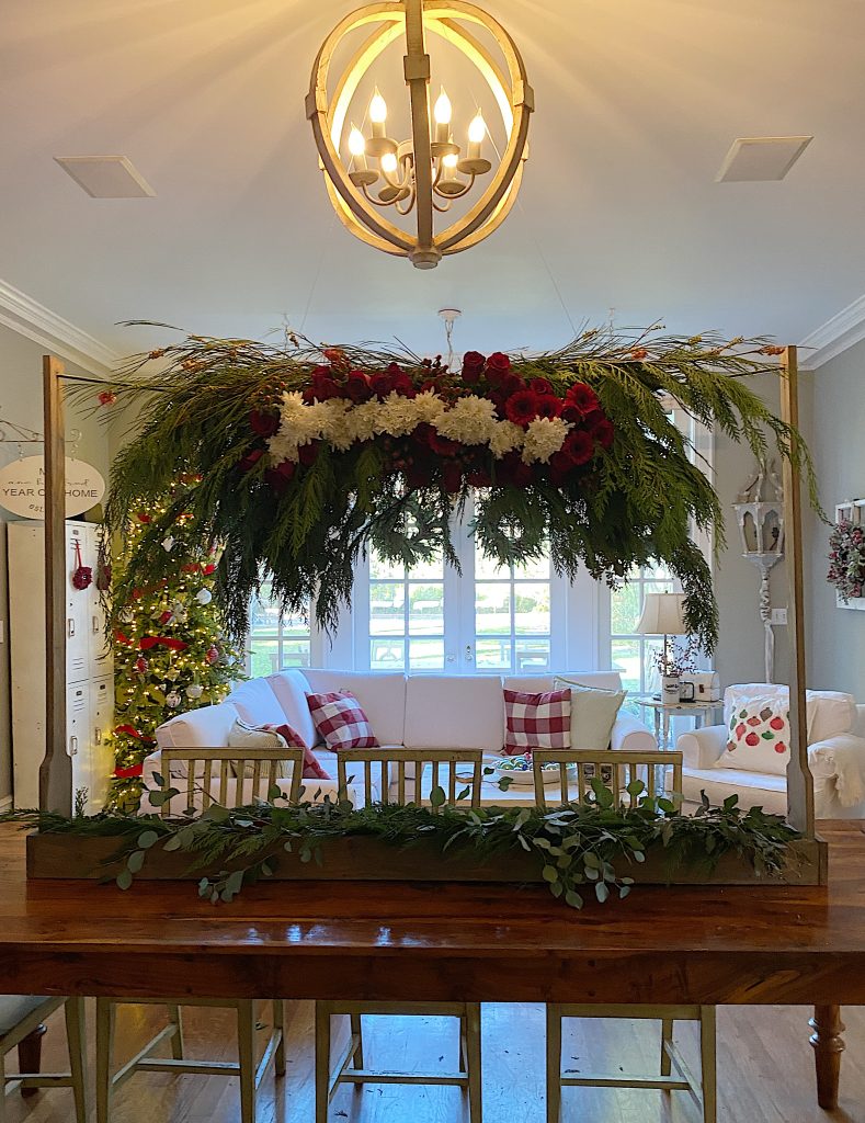 Christmas Centerpiece with Hanging Flowers