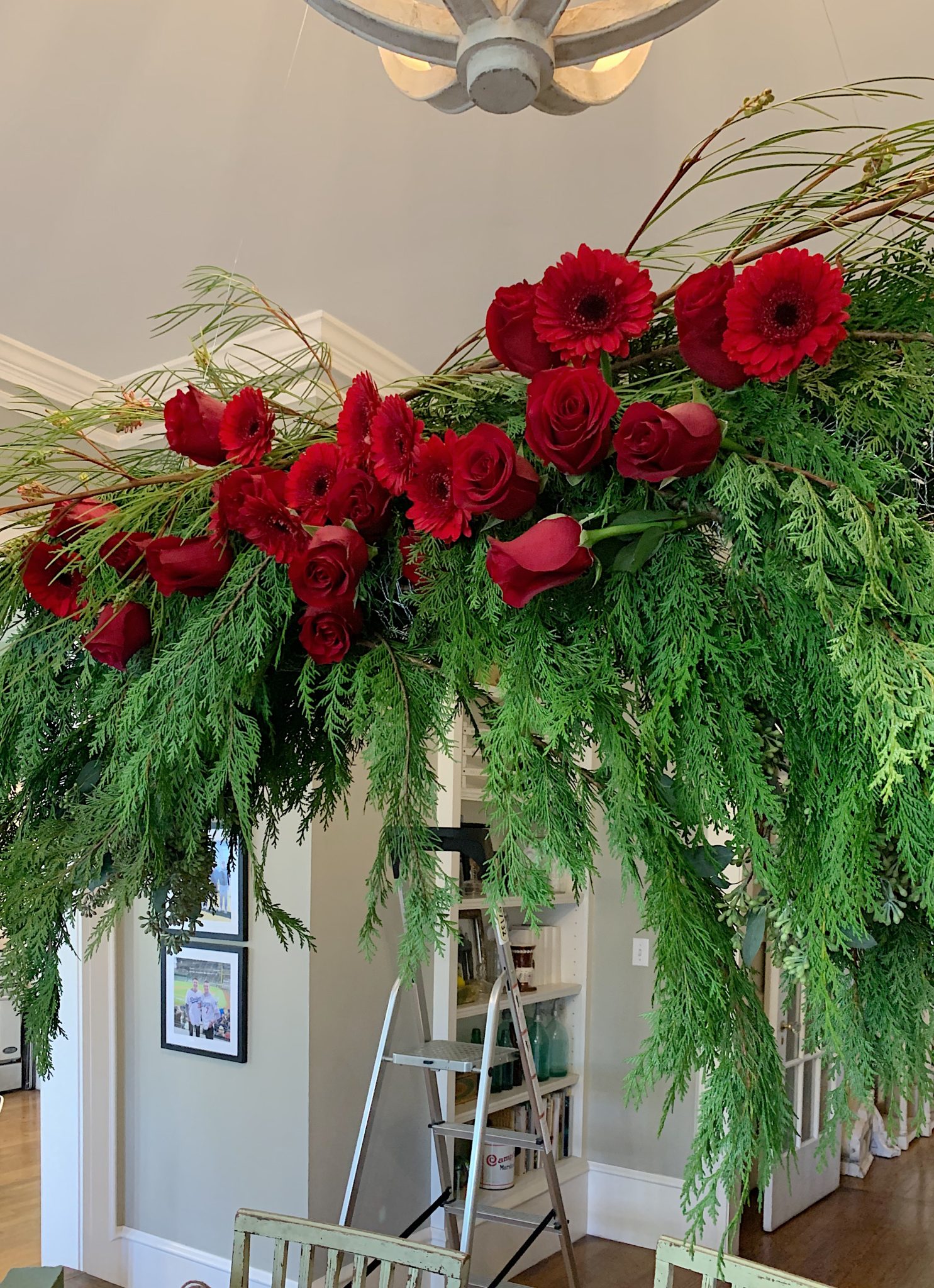 Christmas Centerpiece with Hanging Flowers