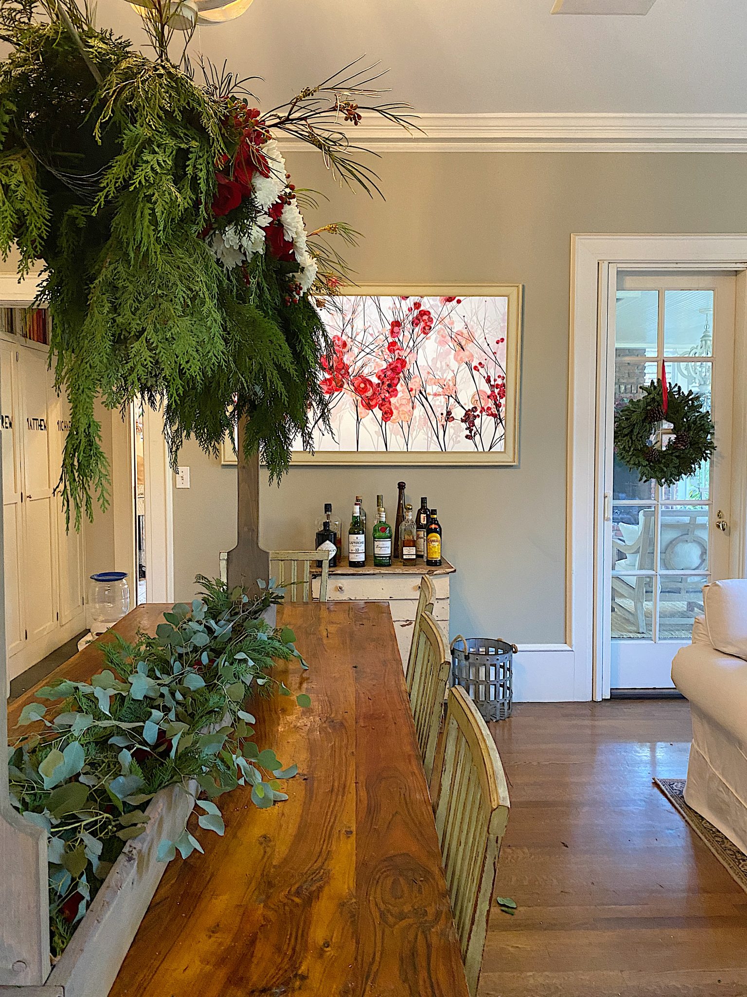 Christmas Centerpiece with Hanging Flowers
