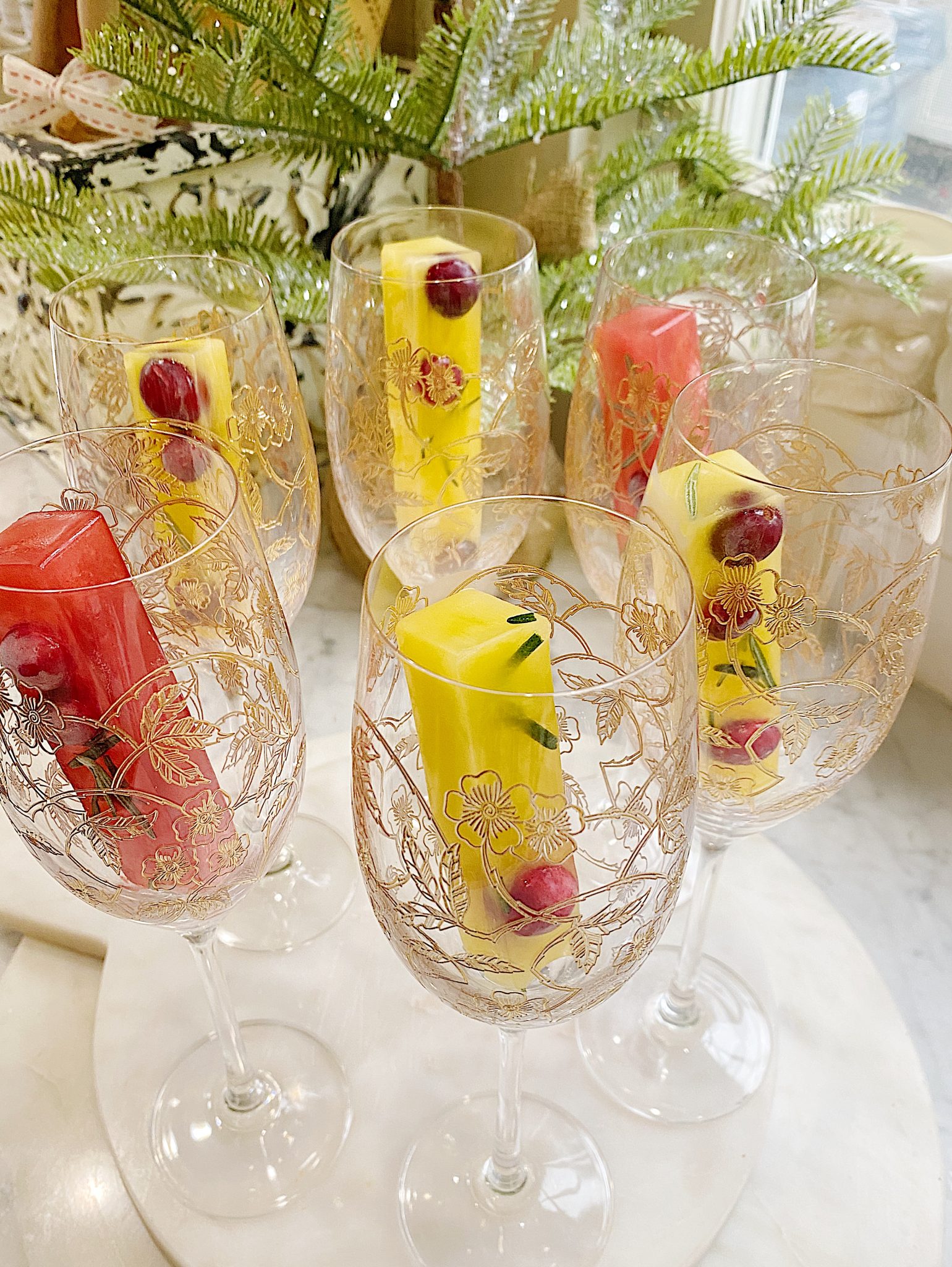 Christmas Mimosa Ice Sticks