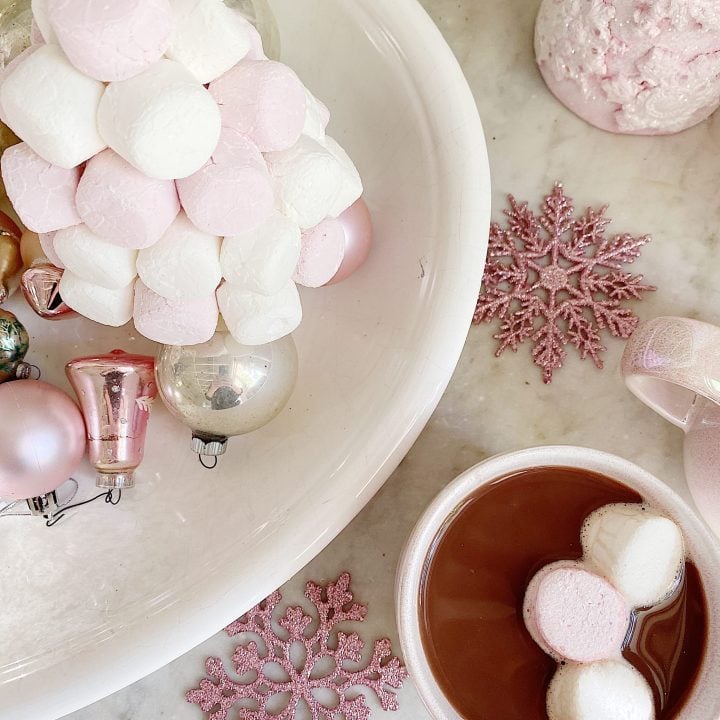 Pink hot chocolate with marshmallows Stock Photo by BarbaraNeveu