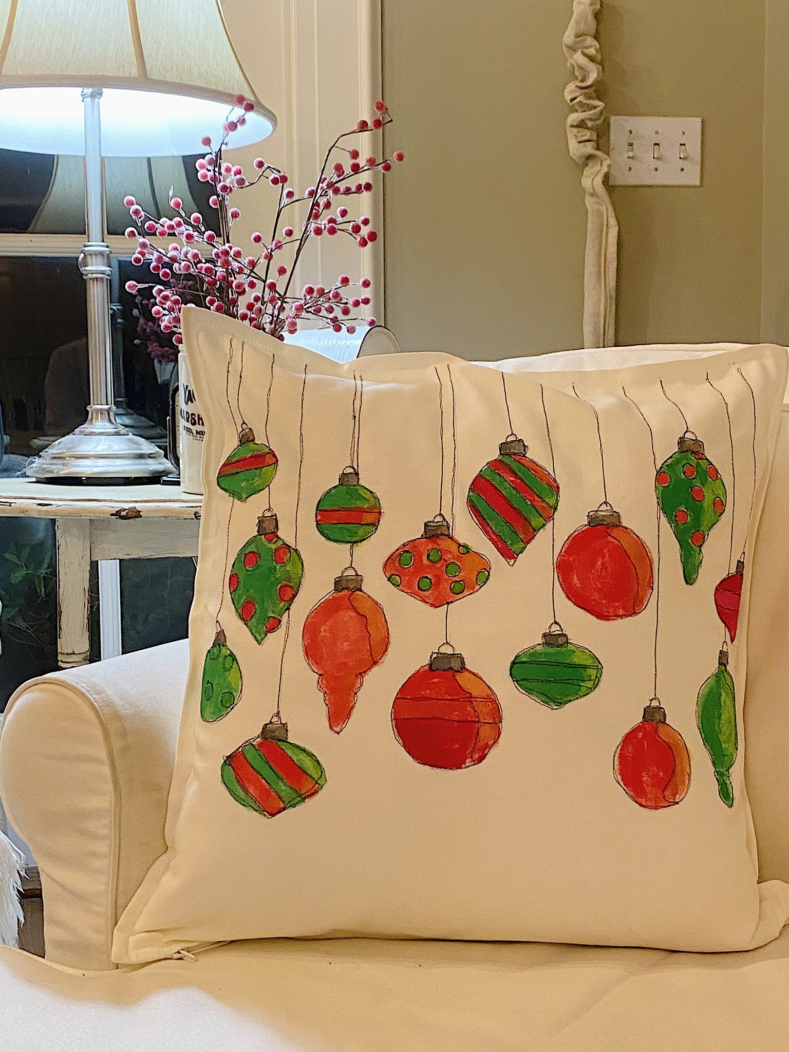 Ornament Christmas Pillow.
