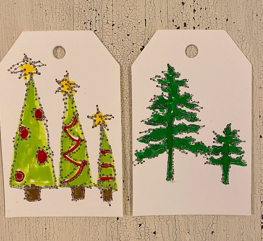 CHRISTMAS TREE-Christmas Gift Tags-Vintage Style-Set of 6-Handmade for You 