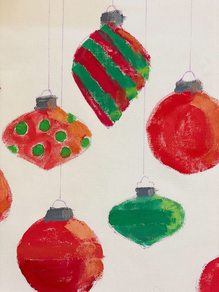 Painting a Christmas Pillow