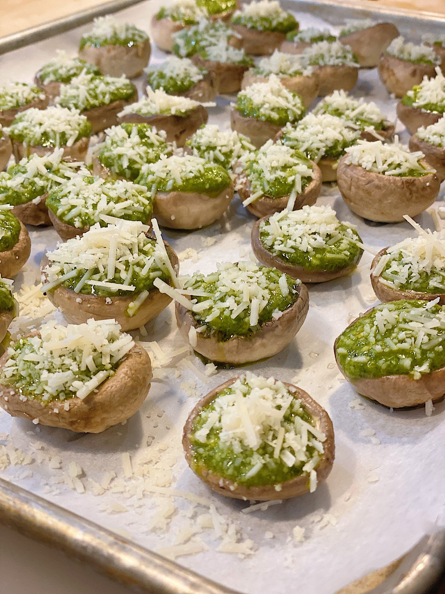 Pesto Stuffed Mushrooms