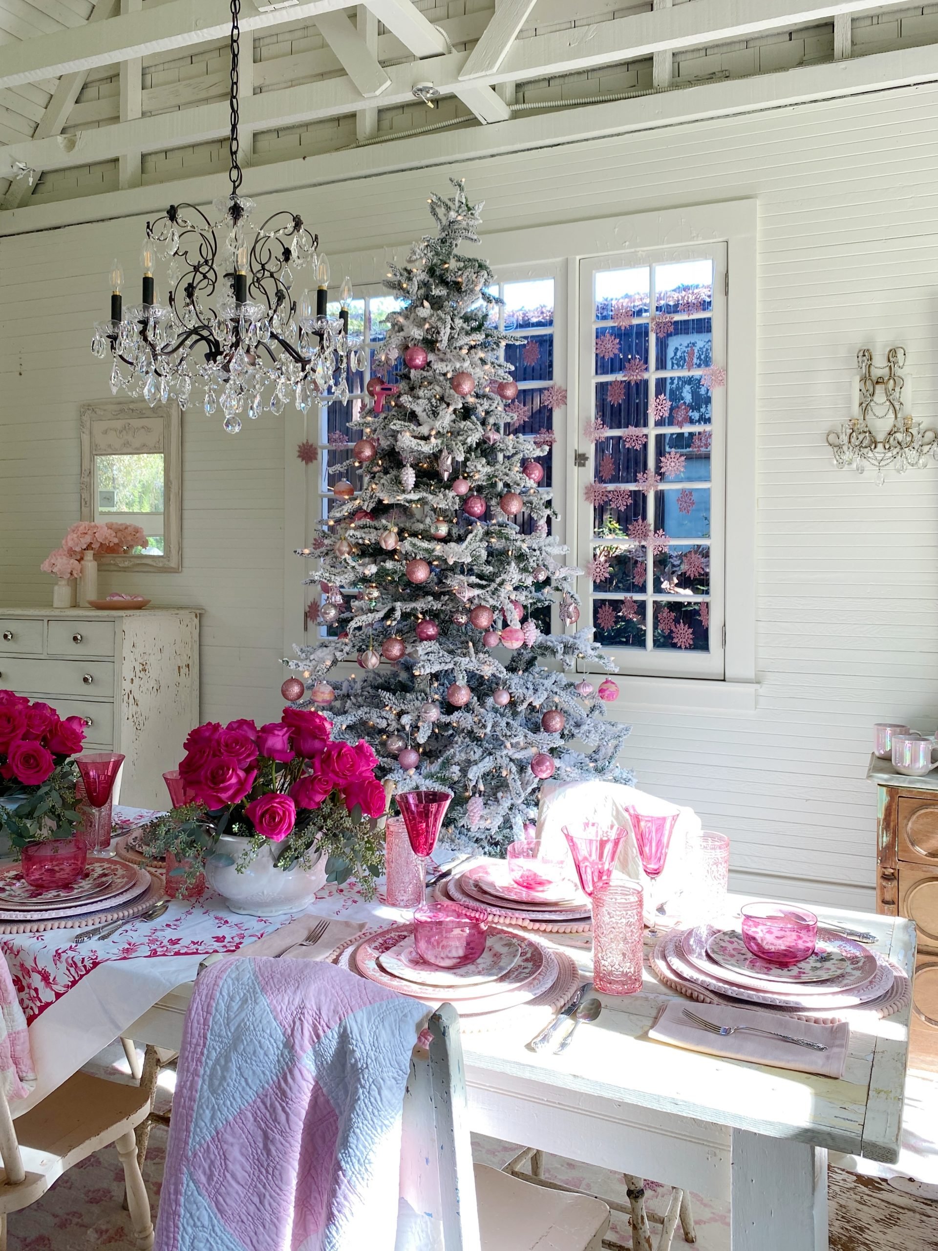 Pink Christmas in the Carriage House
