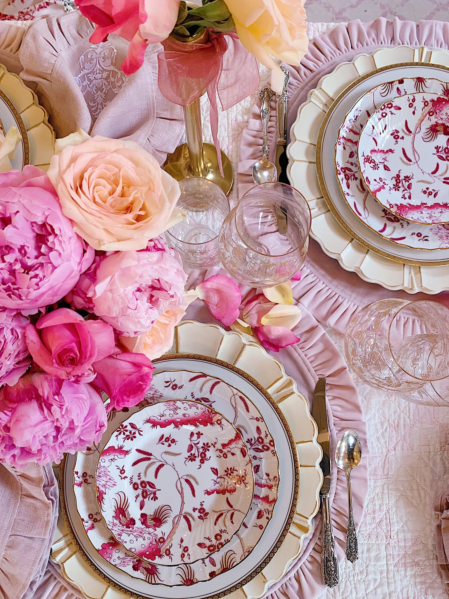 Pink Table Set for Christmas