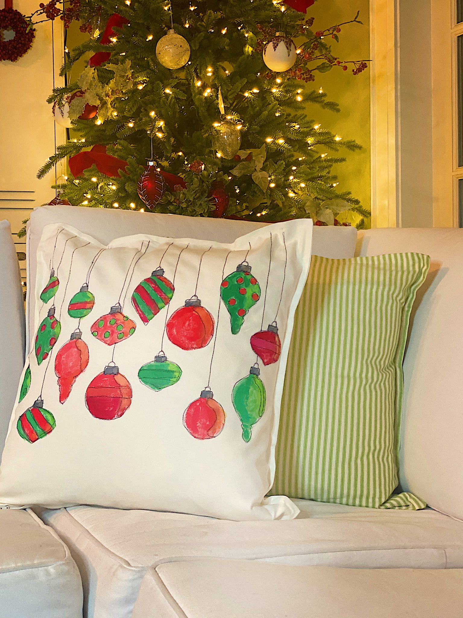 Vintage Ornament Christmas Pillow