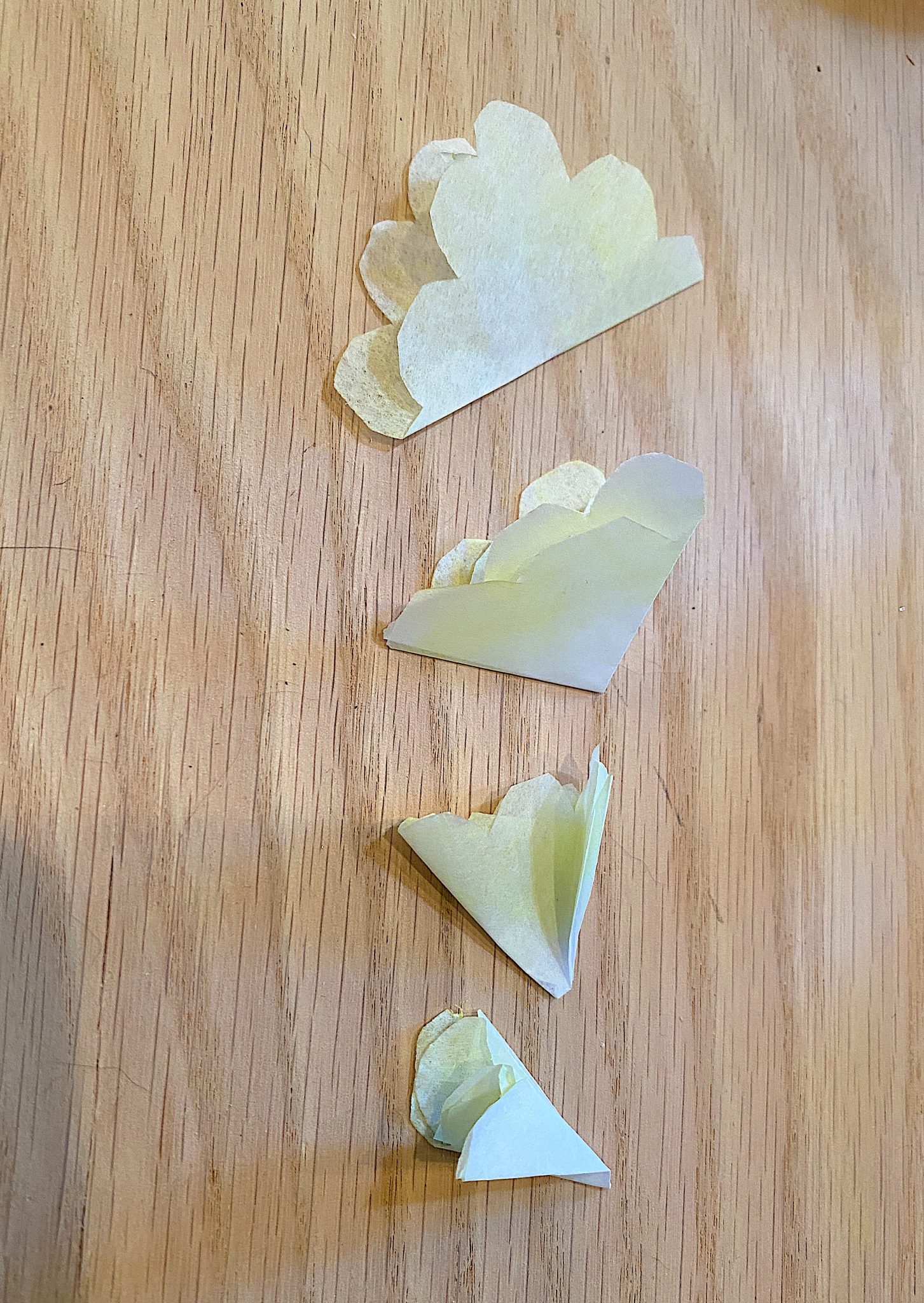 Folding steps to Make white Cherry Blossoms