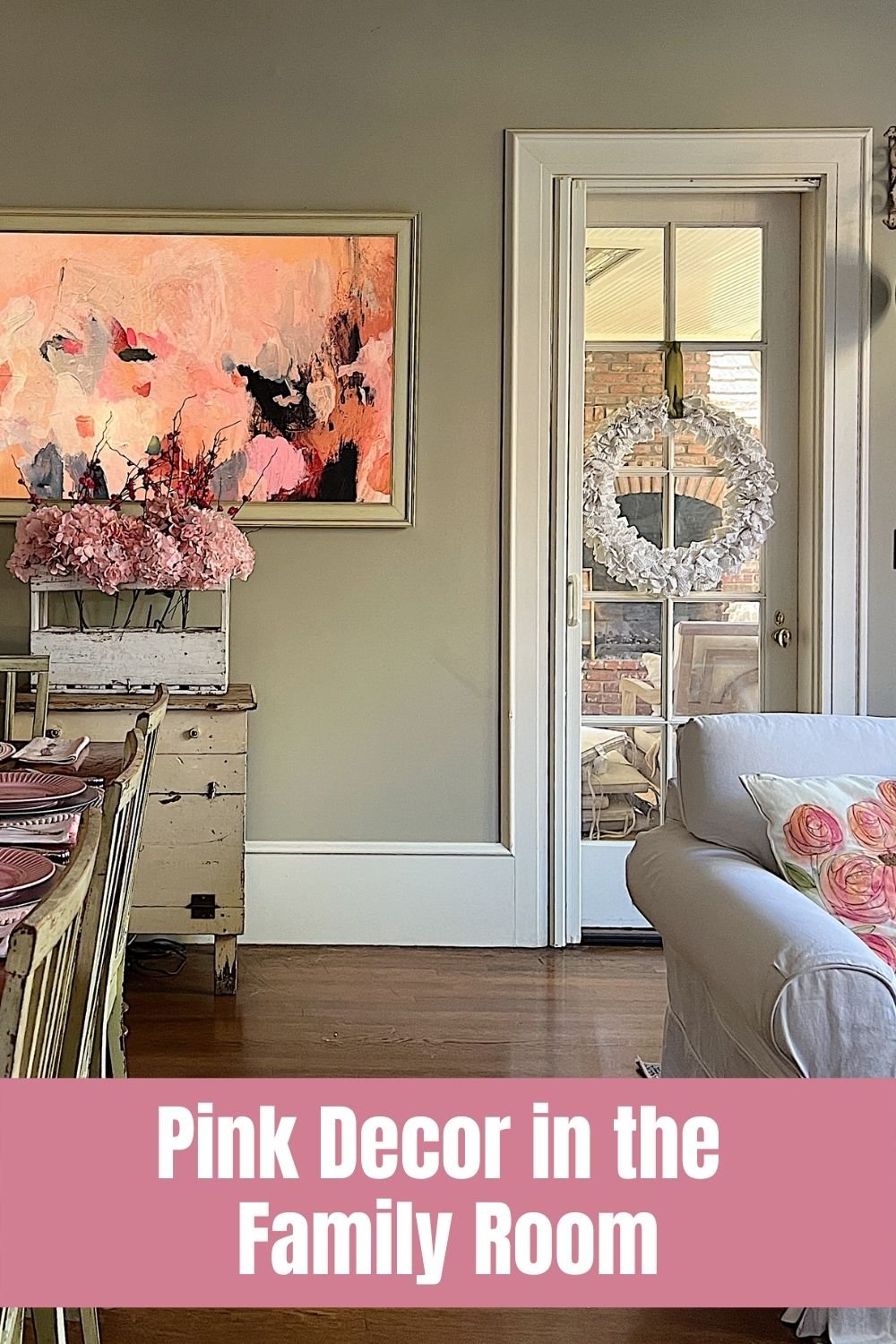 I love to add Valentine's day decor to our home. Today I am sharing how to use pink decor in the family room. In a cozy and comfortable way.