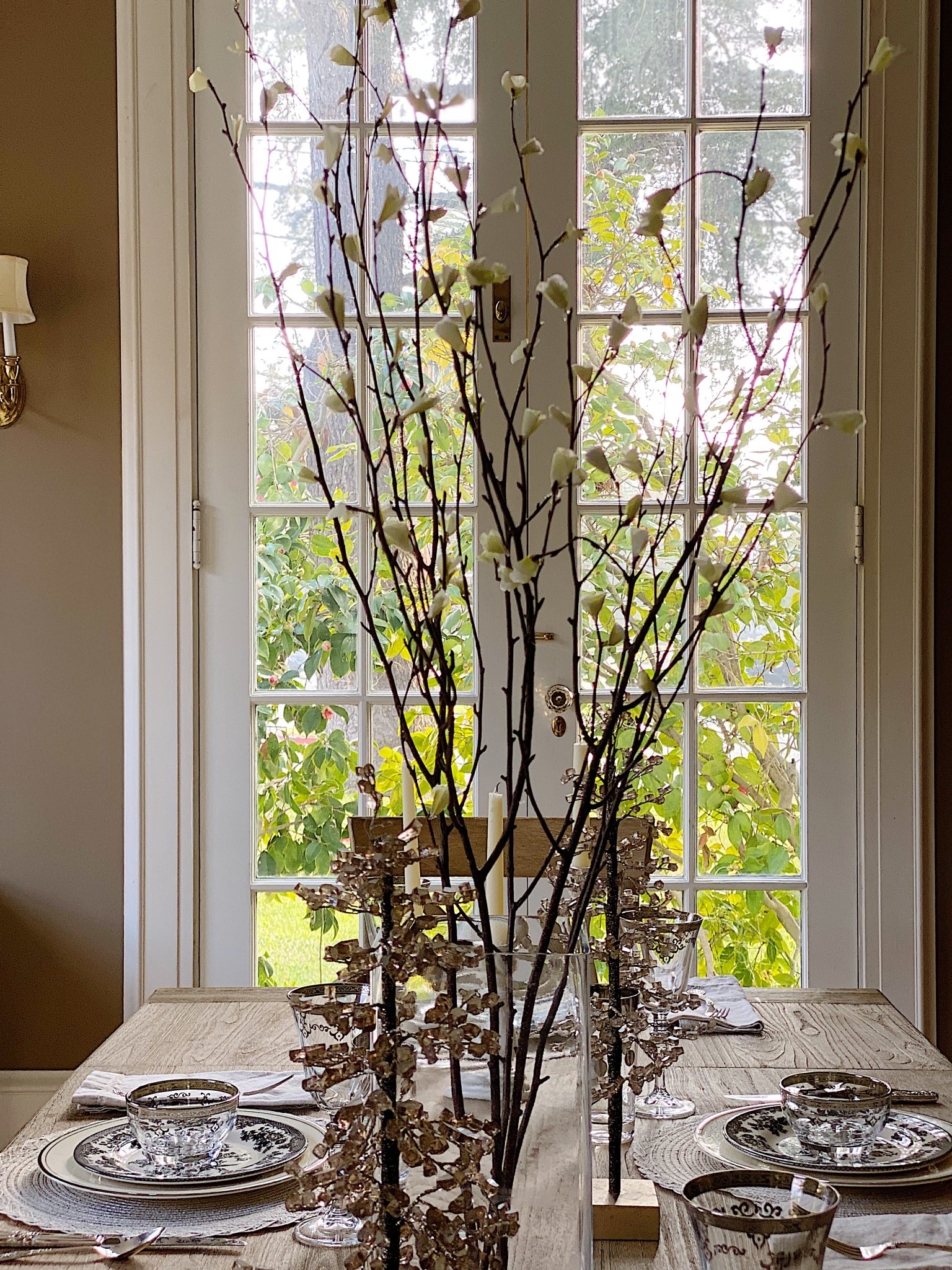 White Cherry Blossoms on the Table
