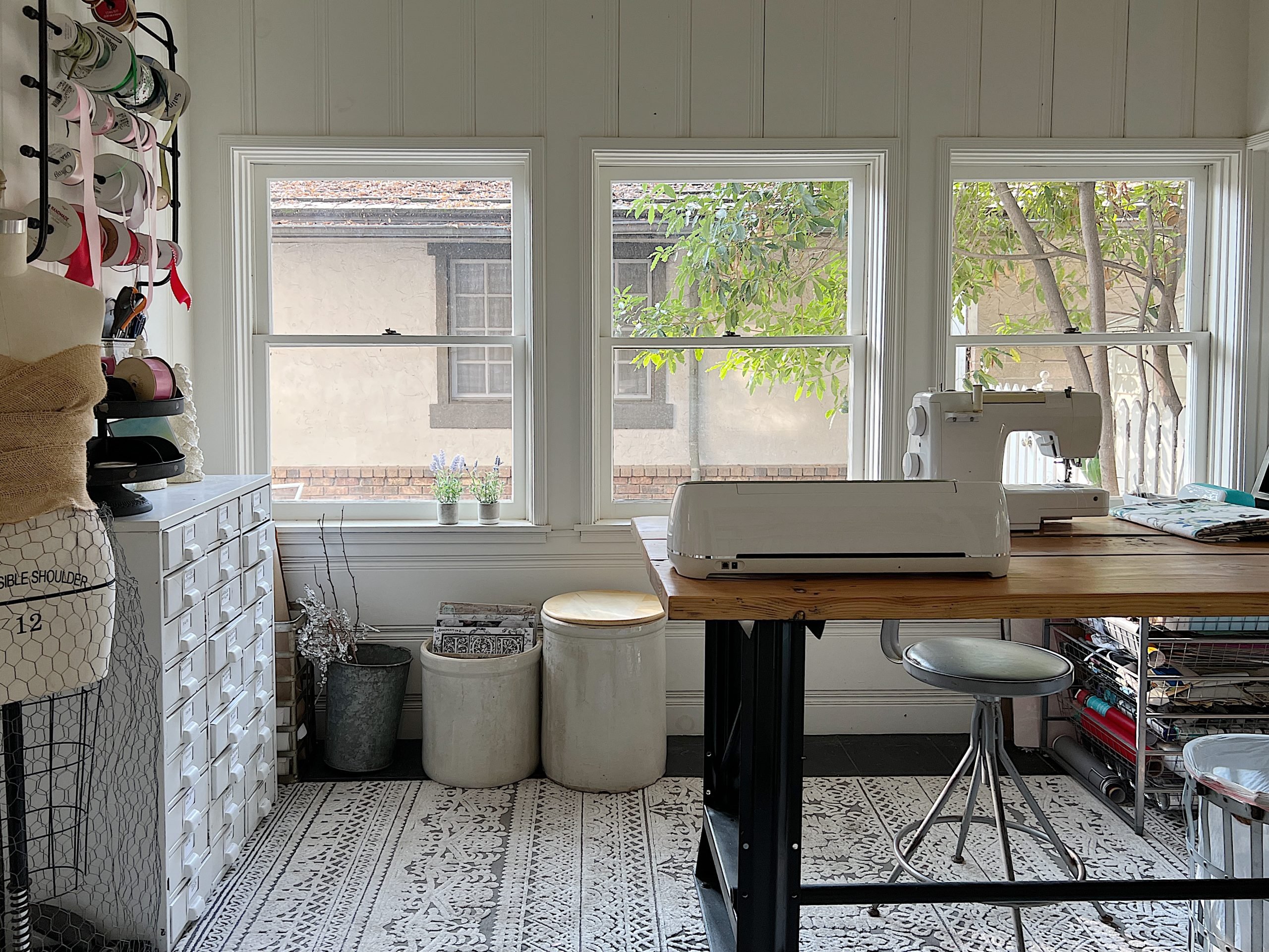 Winter Home Decor in a Working Craft Room