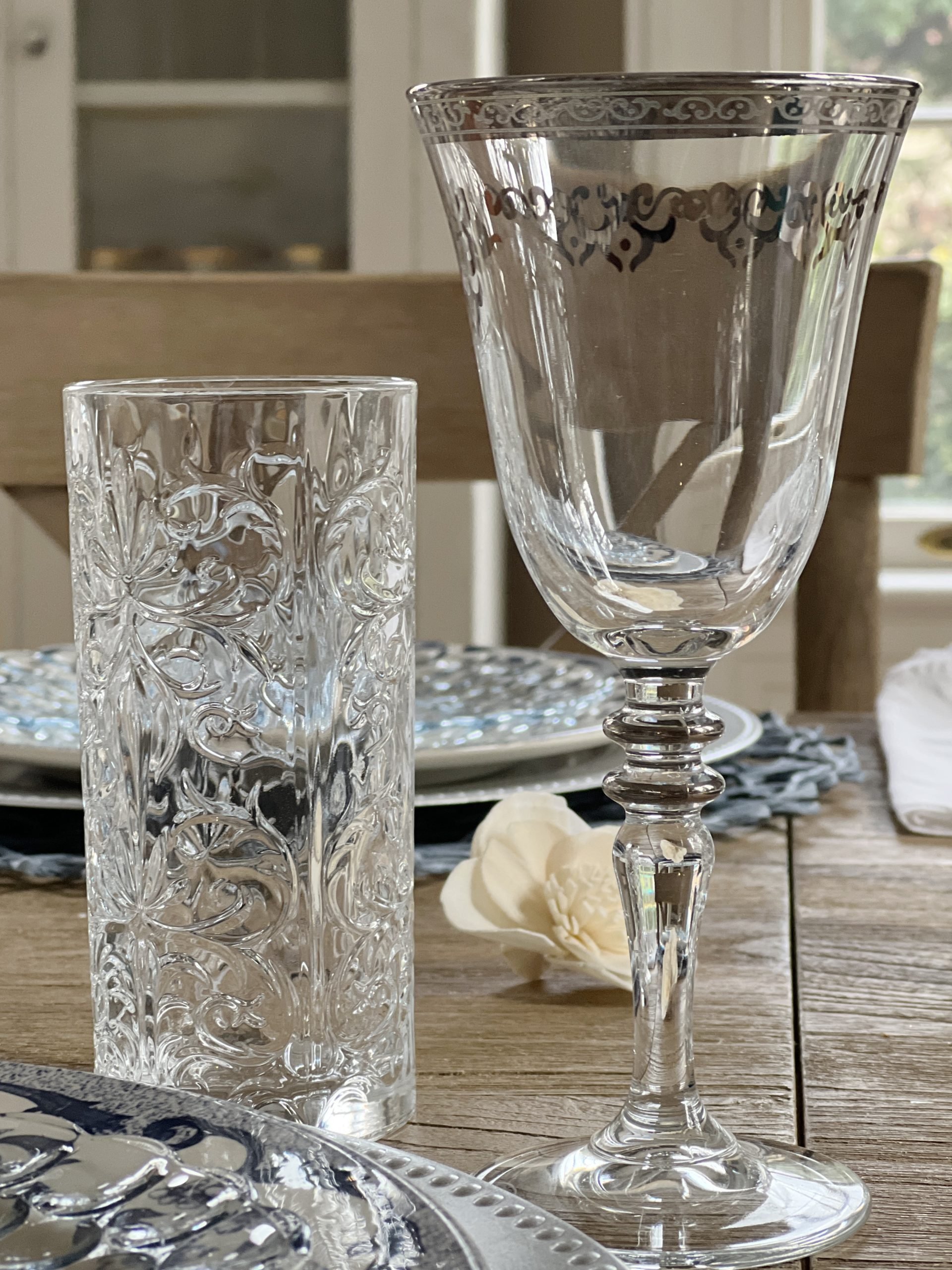 Winter Inspired Farmhouse Dining Table Glassware