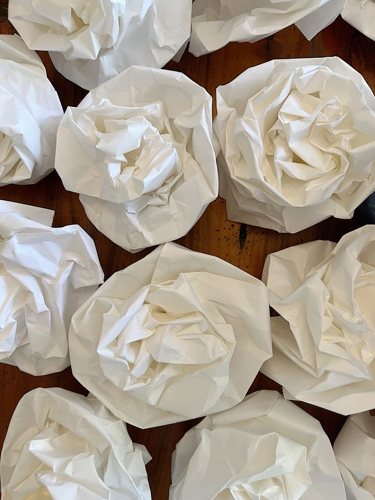 Paper Bag White Flowers.