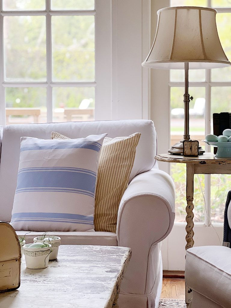 Blue and White Square Pillow Covers