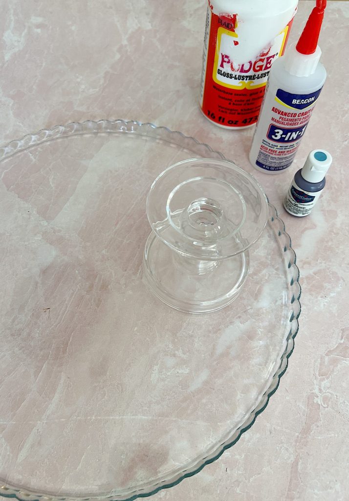 Materials to Make a DIY Glass Cake Stand