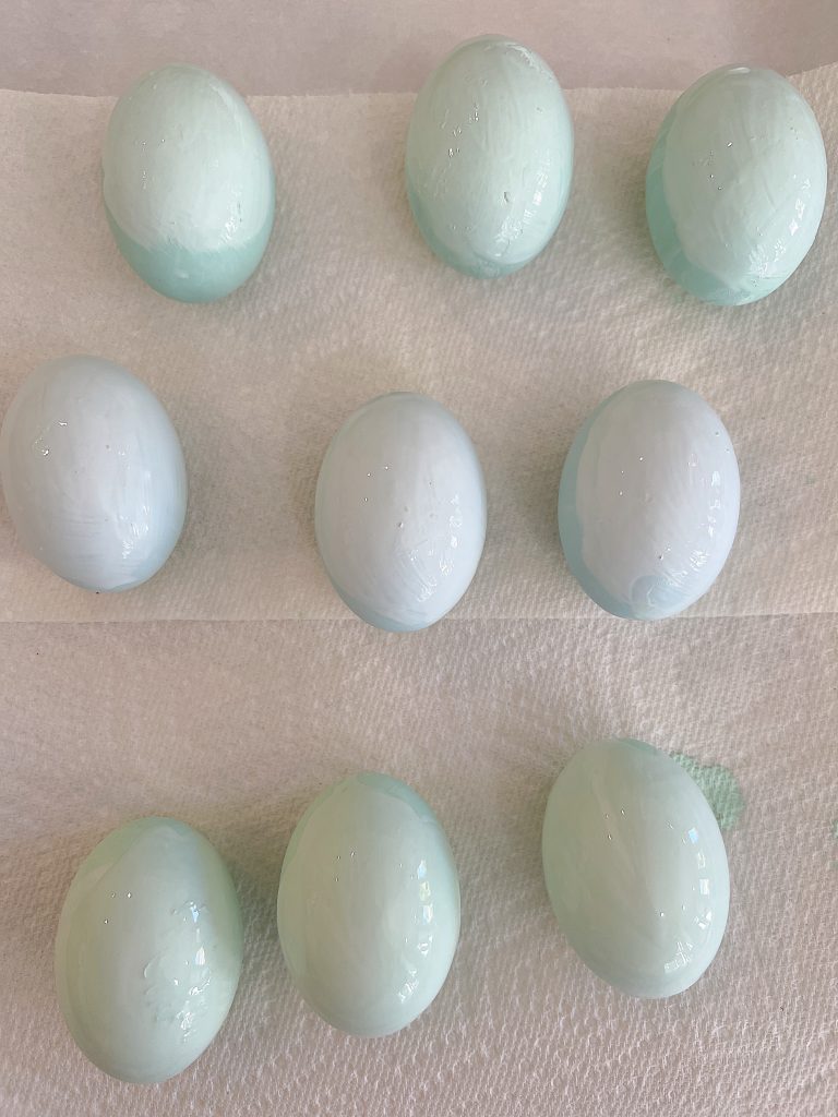 Painting Eggs with Easter Colors.