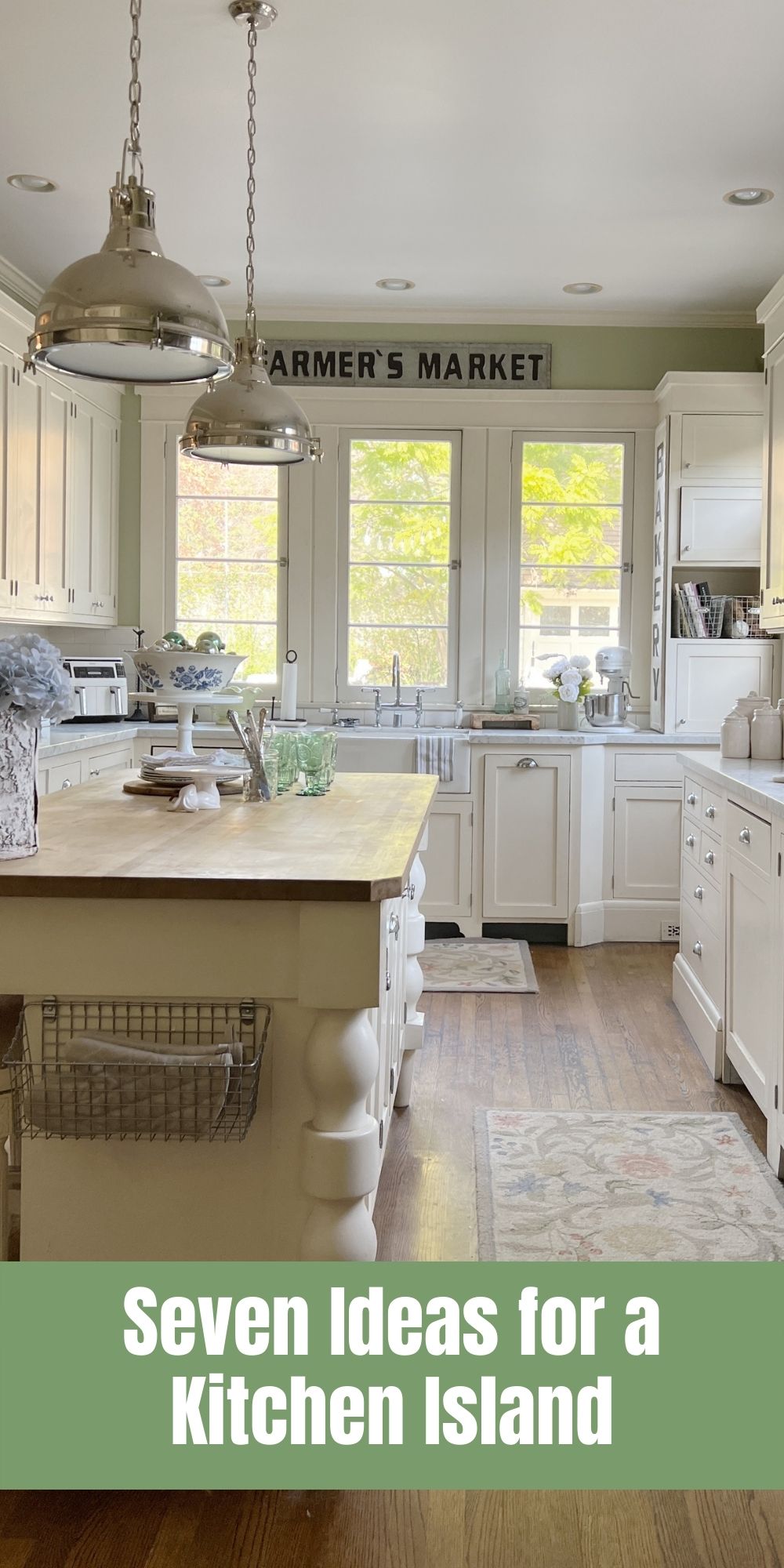 Kitchen Islands are not only practical, but they increase the value of your home. Today I am sharing my white kitchen island and seven ideas for yours.