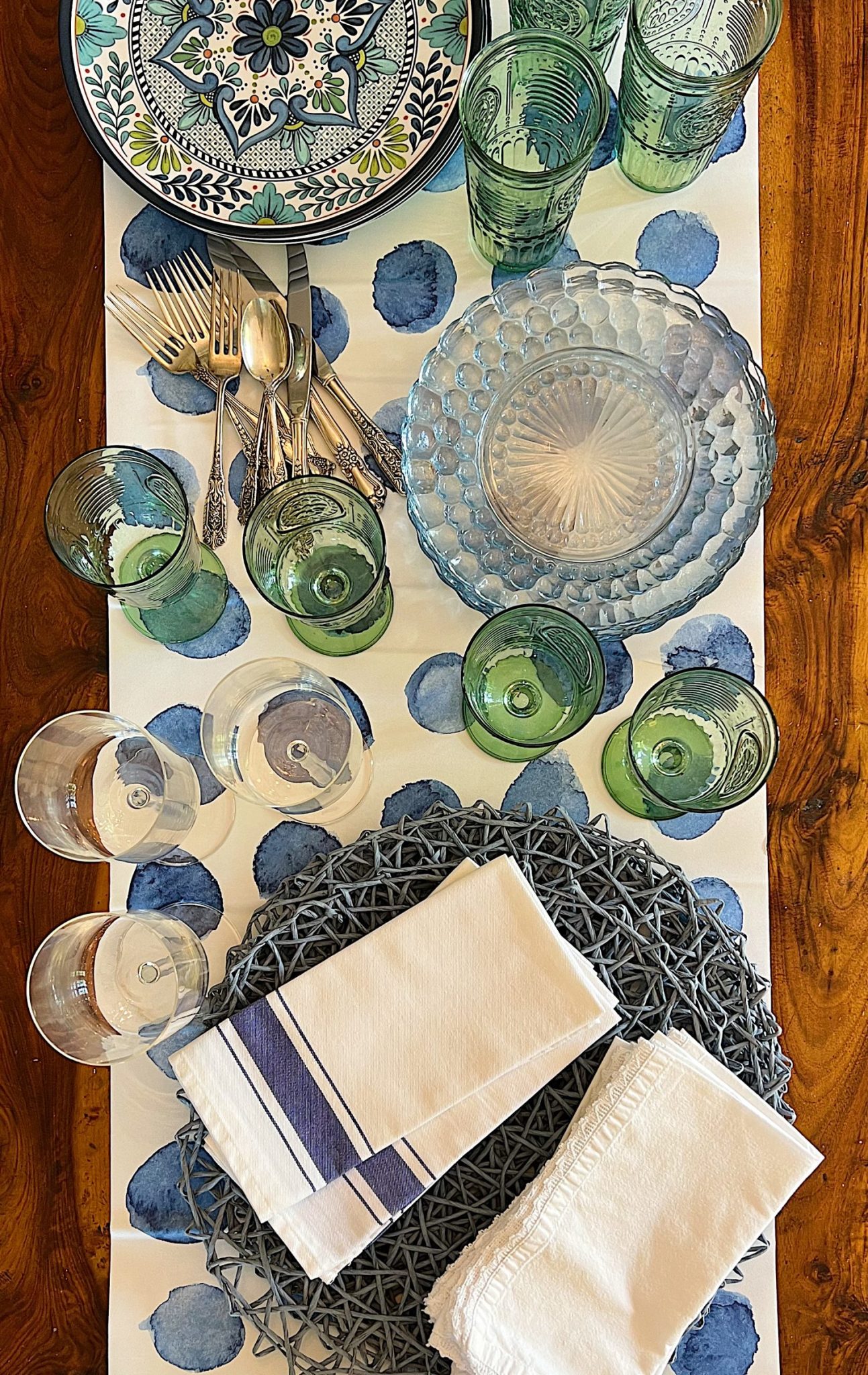 Blue and White Wallpaper Table Runner
