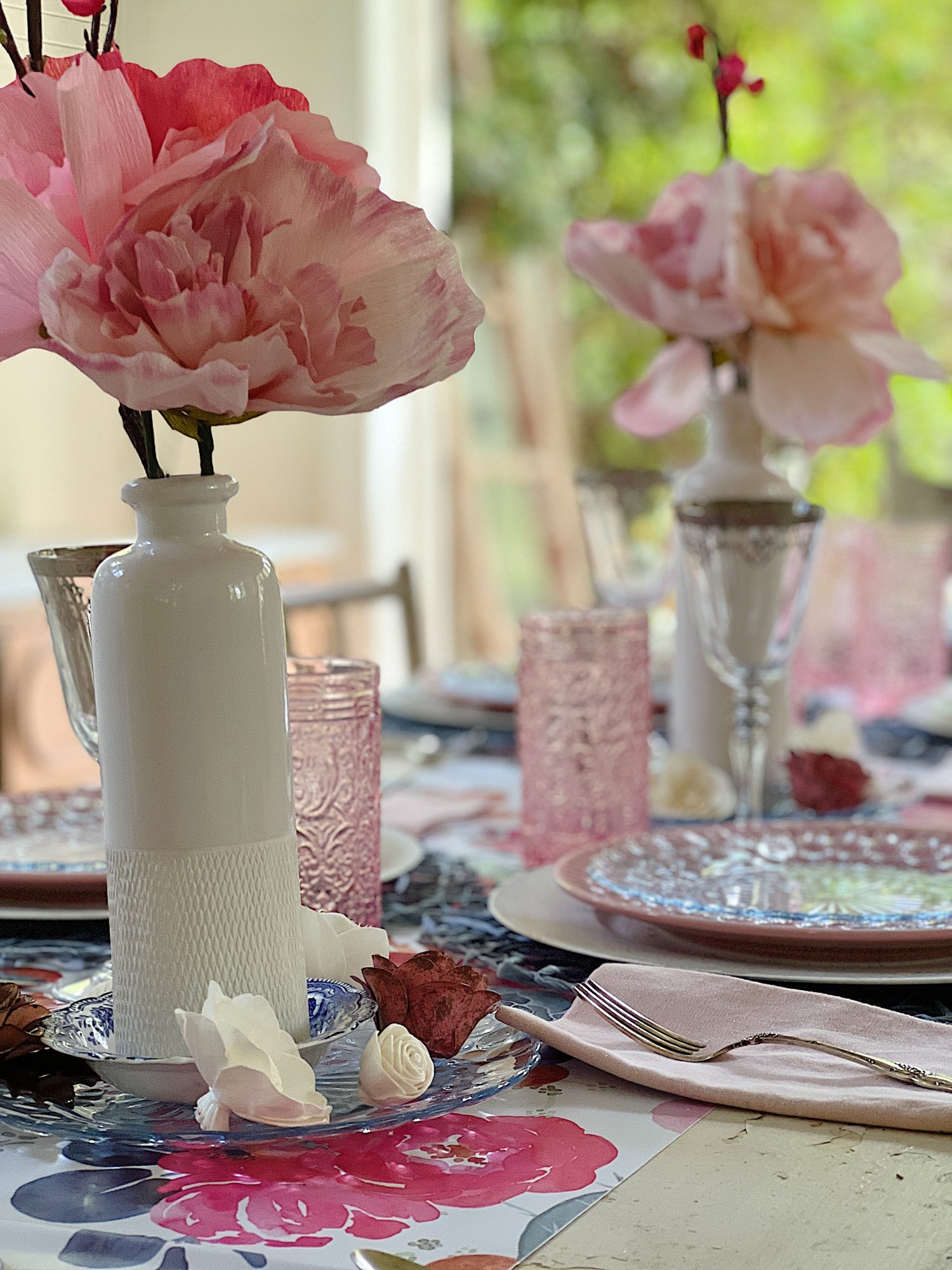 Easy DIY Spring Wallpaper Table Runner - MY 100 YEAR OLD HOME