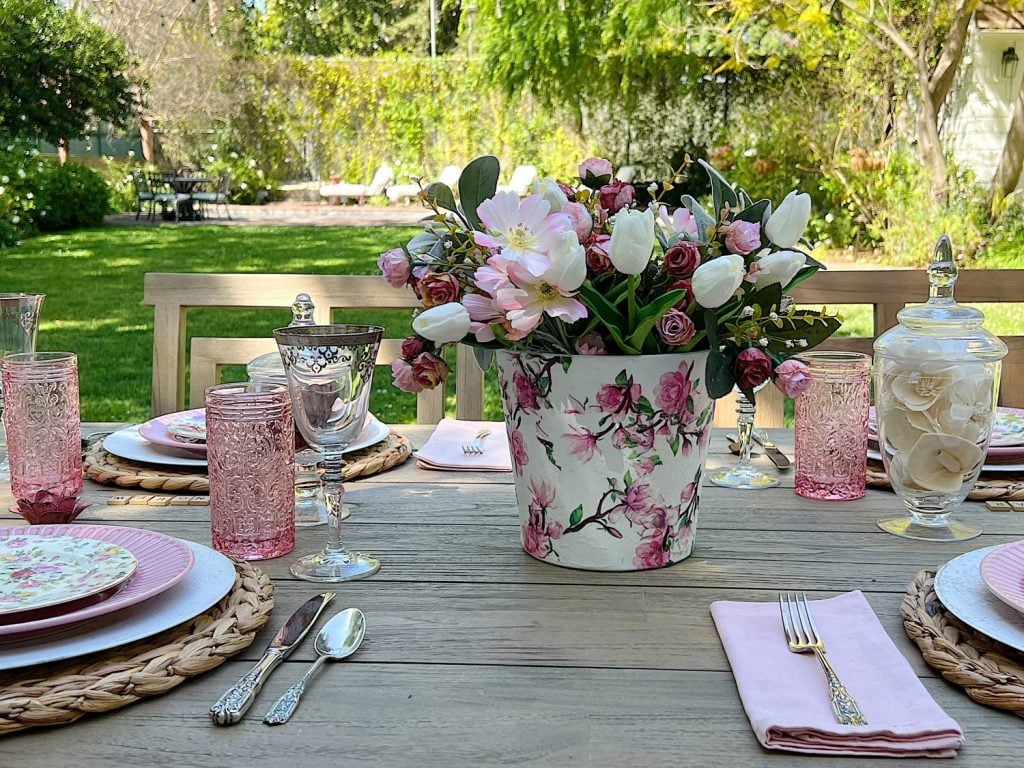 Spring Table with Terra Cotta Pot