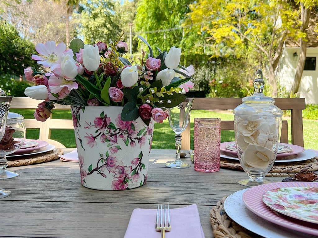 Spring Table with Terra Cotta Pot