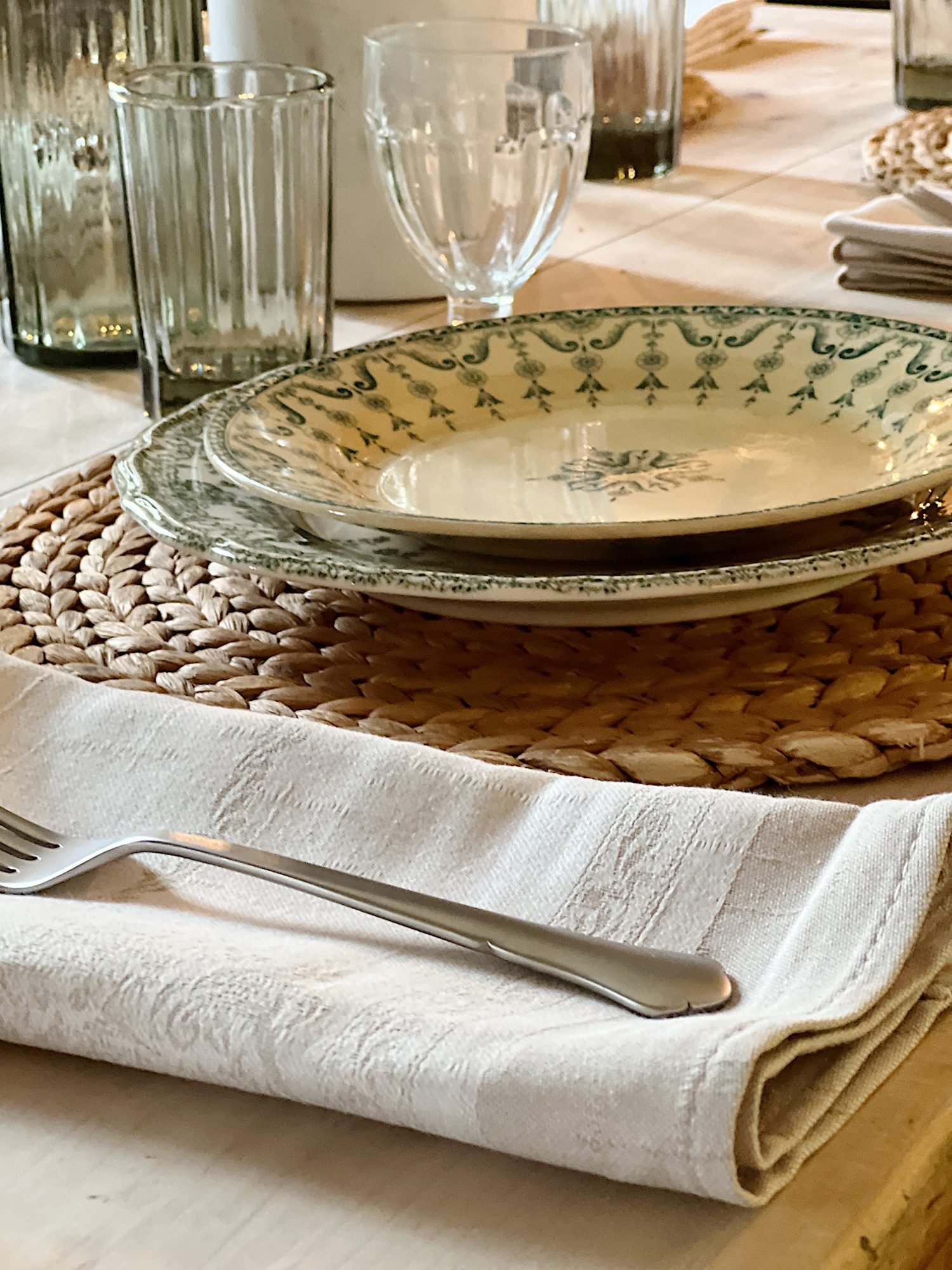 French Ironstone Plates and Napkins.