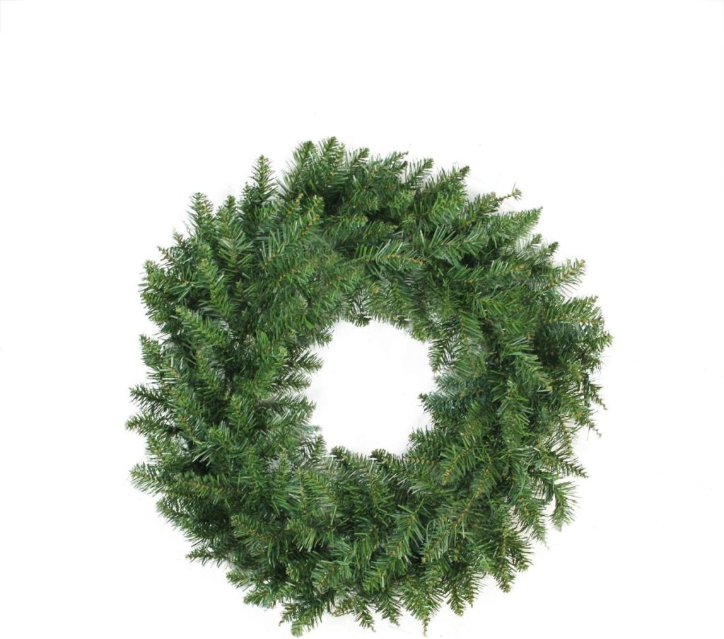 A plain green pine wreath with no decorations, displayed against a white background—perfect for creative Christmas in July ideas or festive DIY projects.