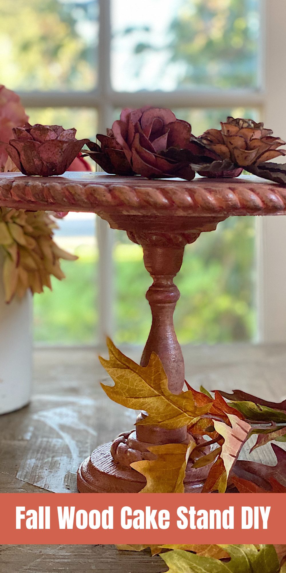 I have been busy making crafts for fall and I love my latest DIY - a fall wood cake stand. I chose to use fall colors (instead of white) and am so happy I did!