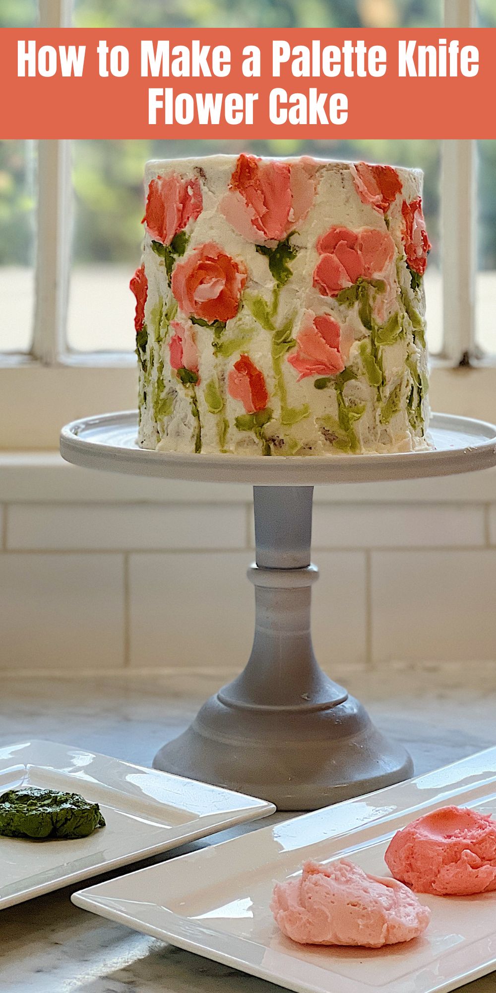 I am always looking for fun ways to incorporate my art background into my life today. I just made my first palette knife flower cake!