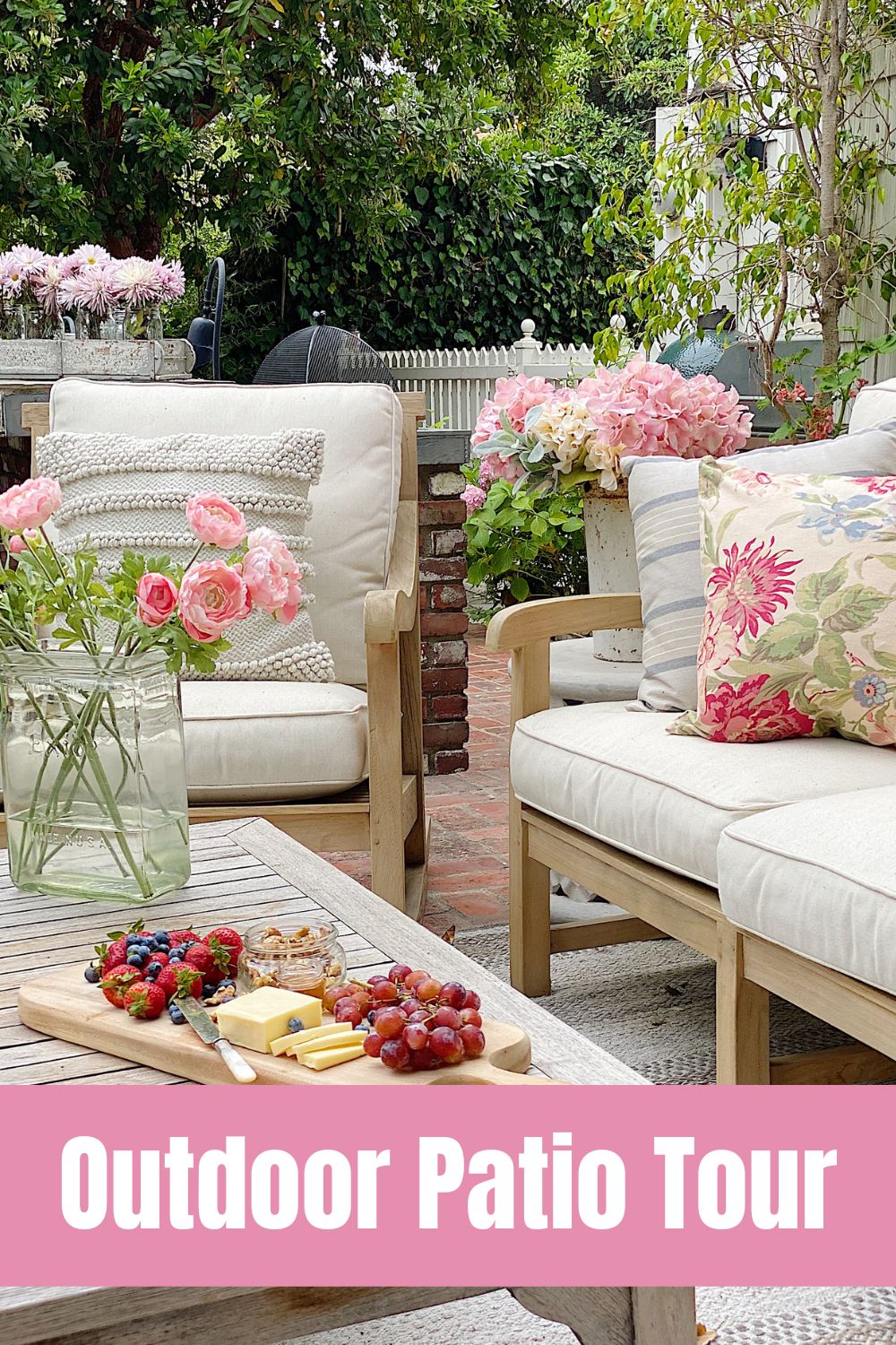 My favorite place to entertain in our home is our backyard. Today I am sharing the four different entertaining areas on our outdoor patio. 