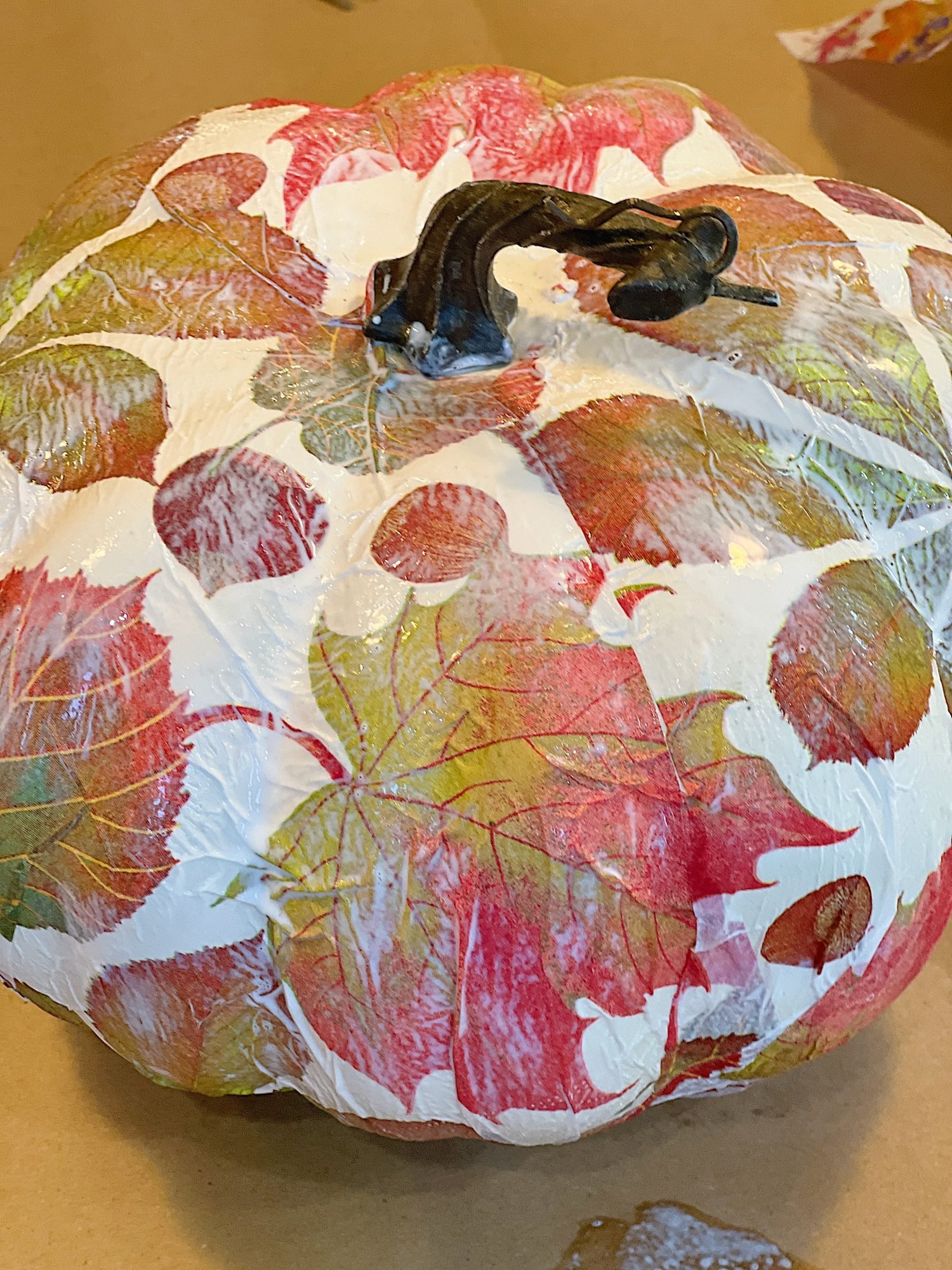 Pumpkin Craft with Decoupage Napkins