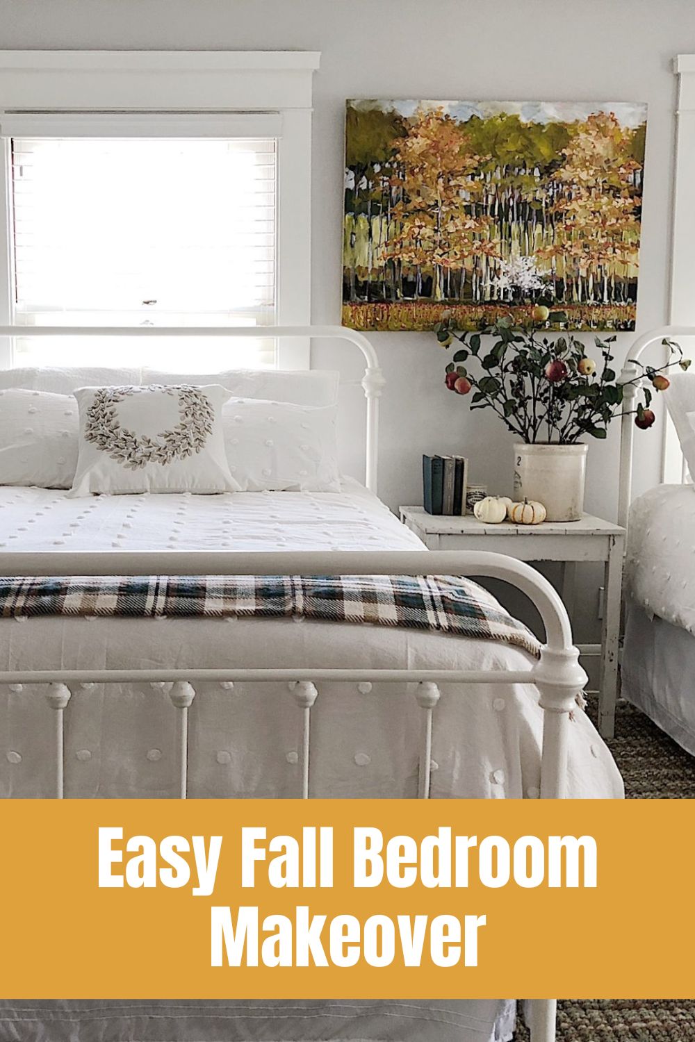 This was a very dramatic and easy fall bedroom makeover. A few easy changes and it looks like a new room. The end result was amazing!