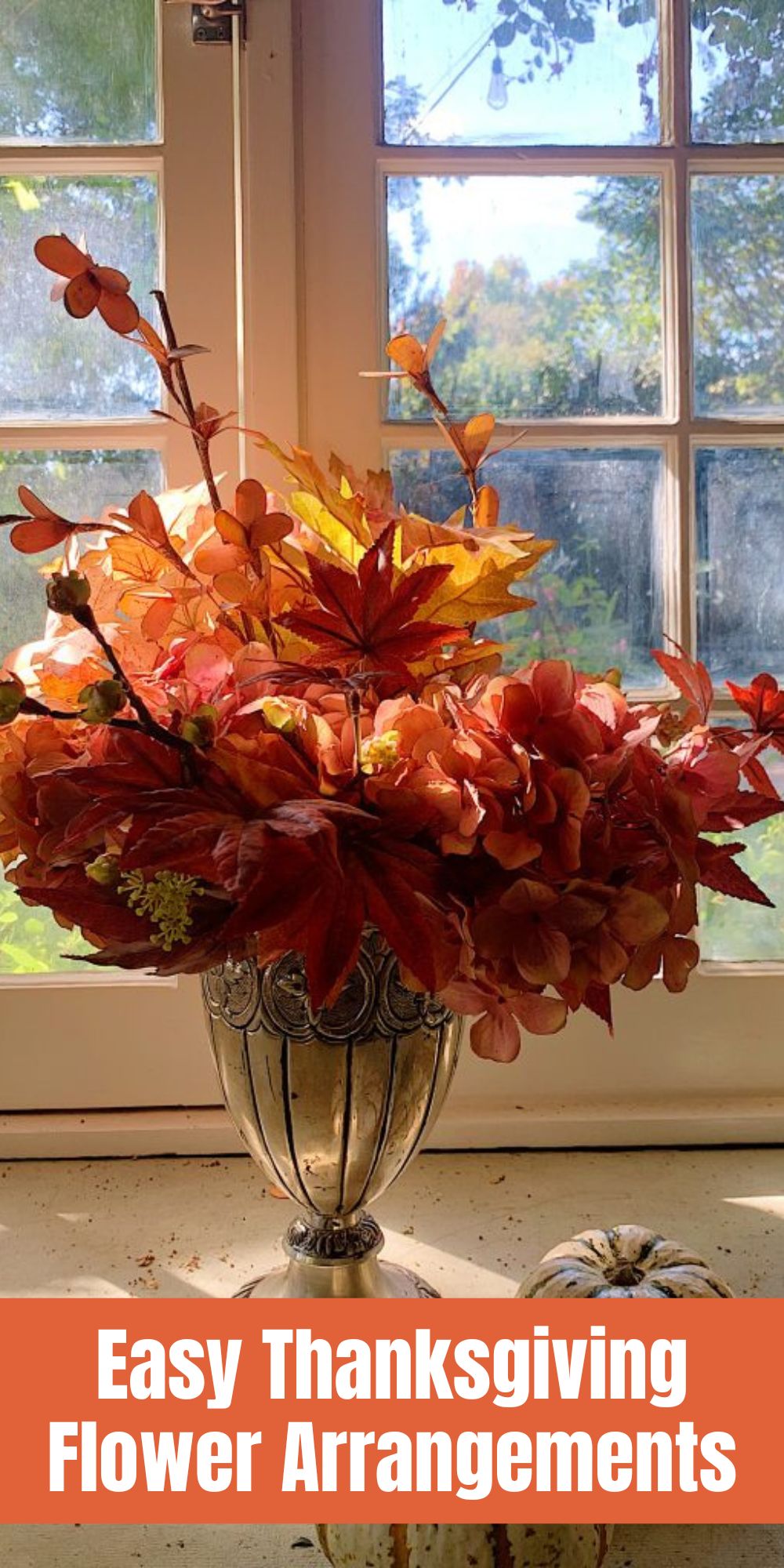 Today I am sharing three Thanksgiving flower arrangements, one fresh, one faux, and one mixed! I think you are going to like the results.