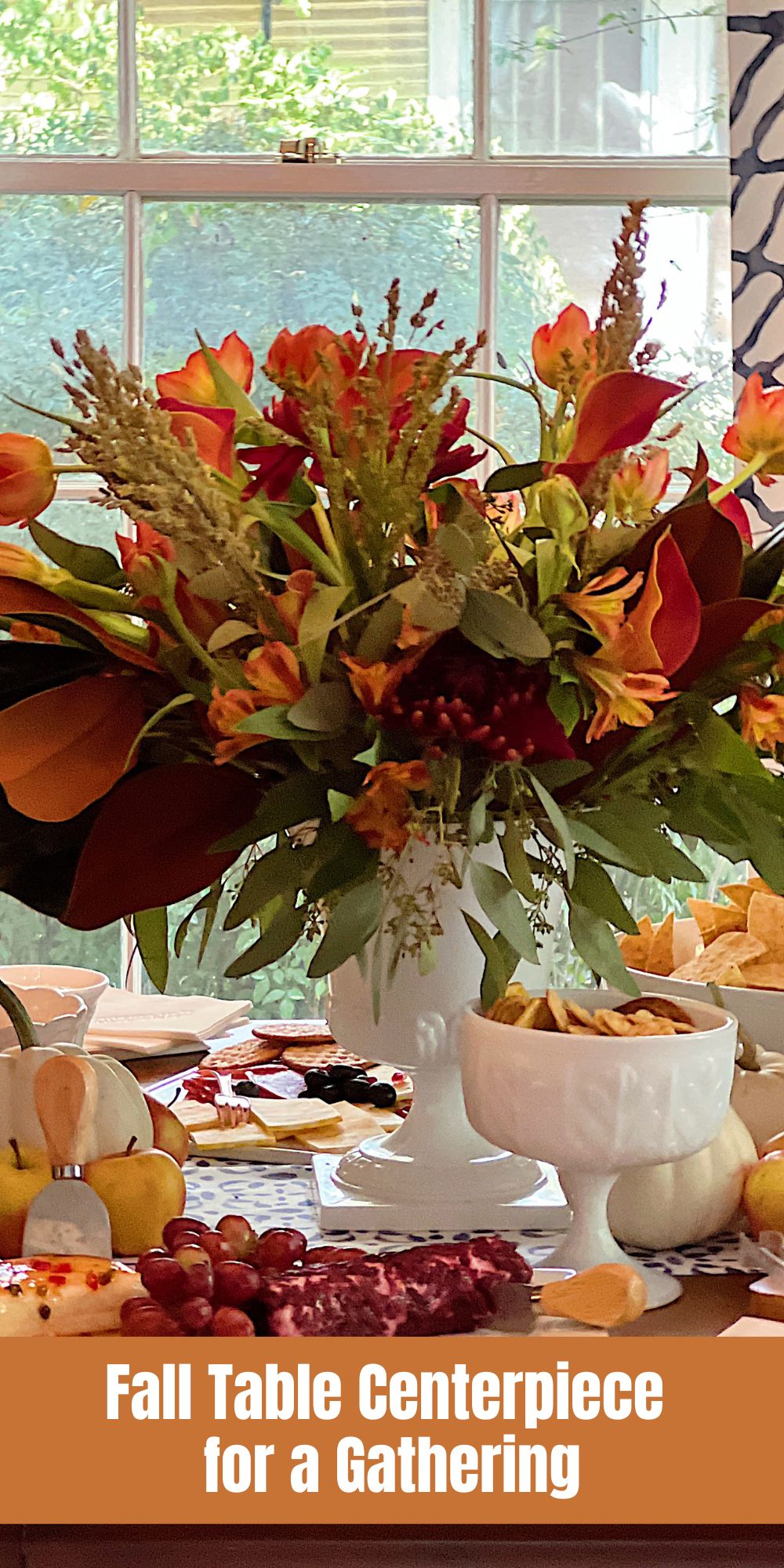 I was so fortunate to have held a book signing at my friend KariAnne's home and I wanted to share the Fall Table Centerpiece for our Gathering.
