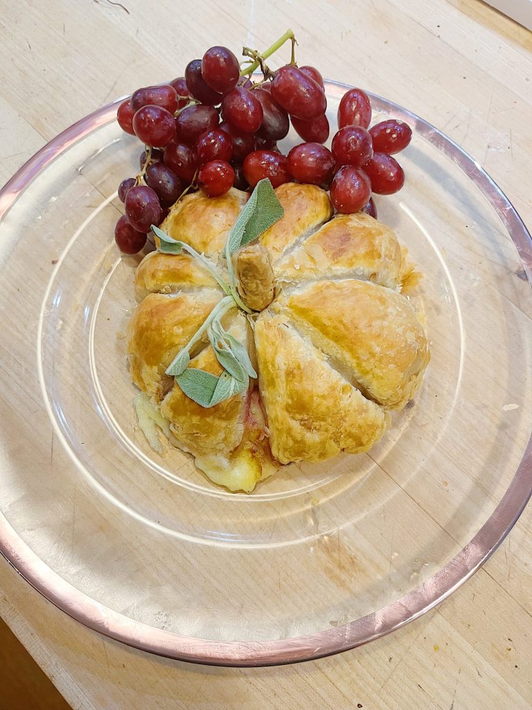 Pumpkin-Shaped Baked Brie with Jam