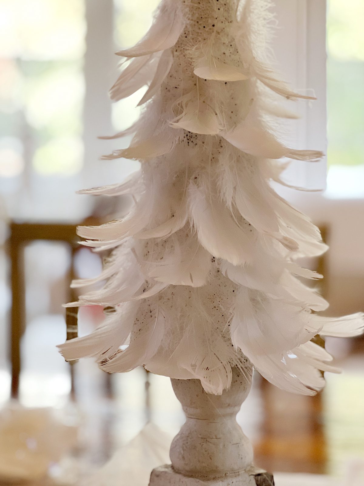 DIY White Christmas Tree with Feathers - MY 100 YEAR OLD HOME