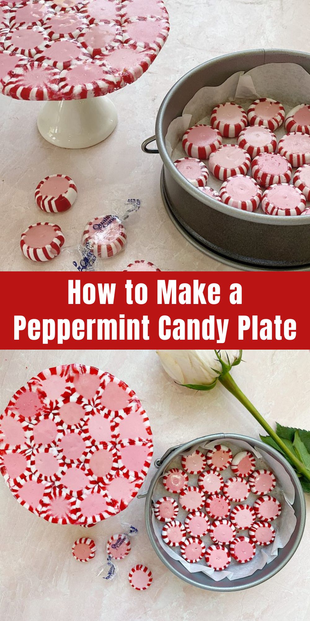 There is something so festive about peppermint candy at Christmas time. Did you know that you can use them to make a candy plate?