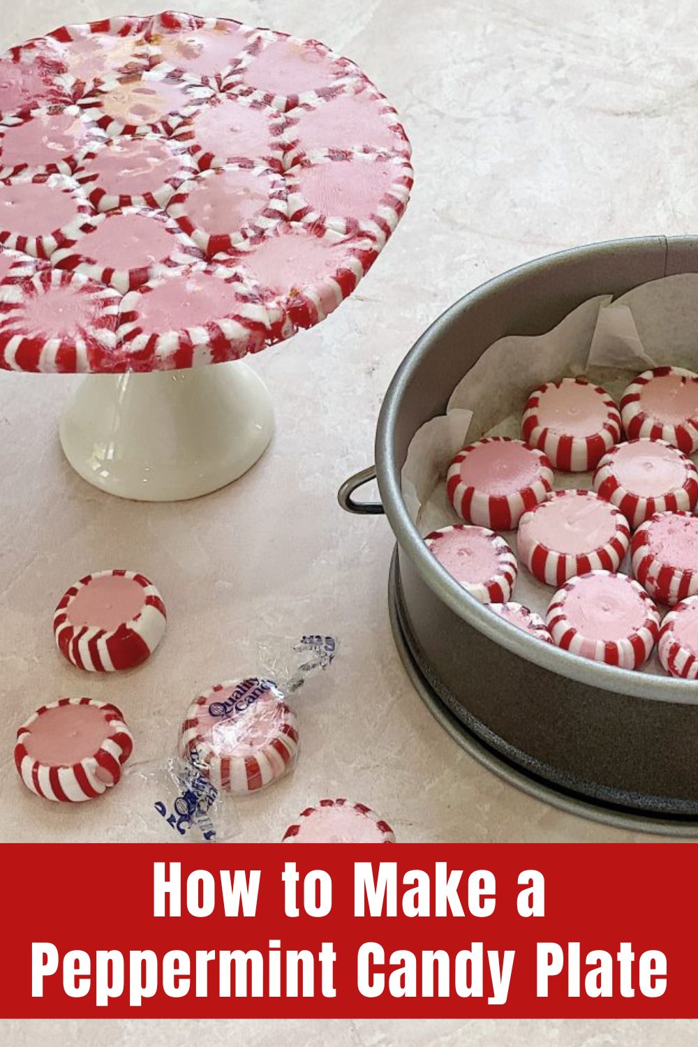 There is something so festive about peppermint candy at Christmas time. Did you know that you can use them to make a candy plate?