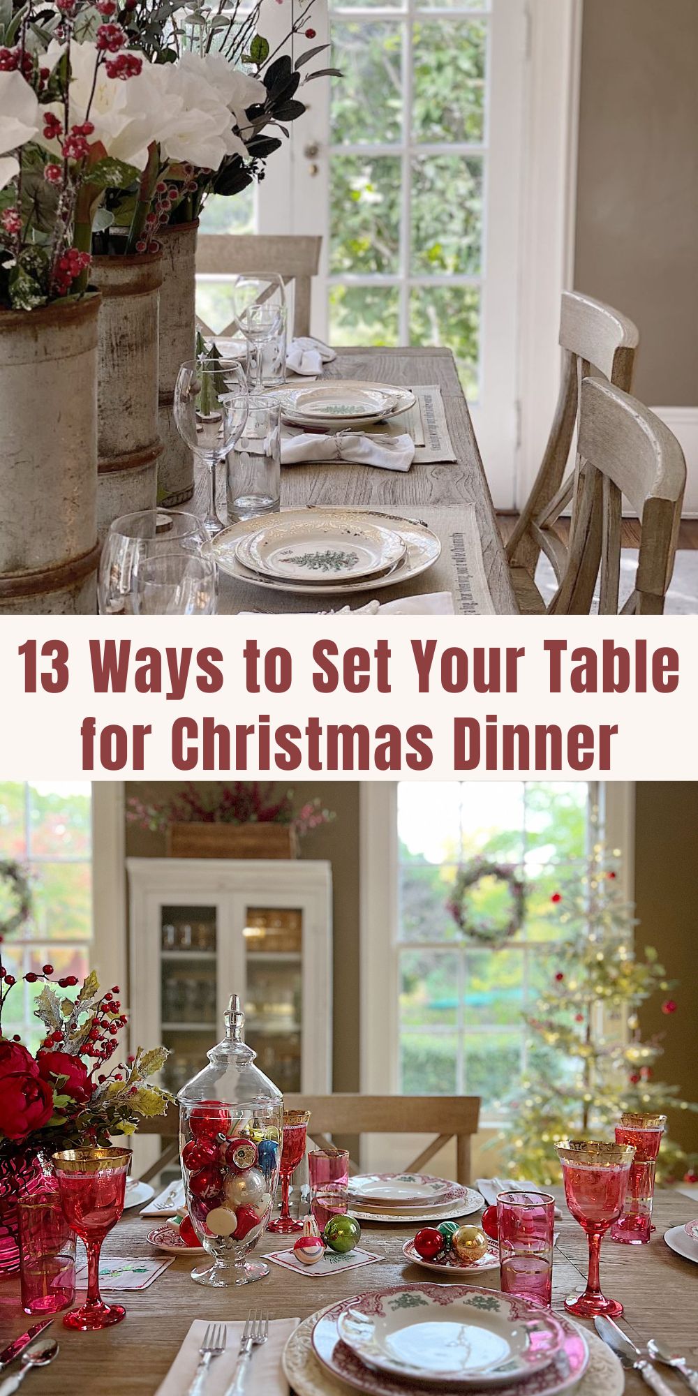 Today I am sharing 13 ways to set your table for Christmas dinner. I hope these ideas inspire you to have fun setting your table!