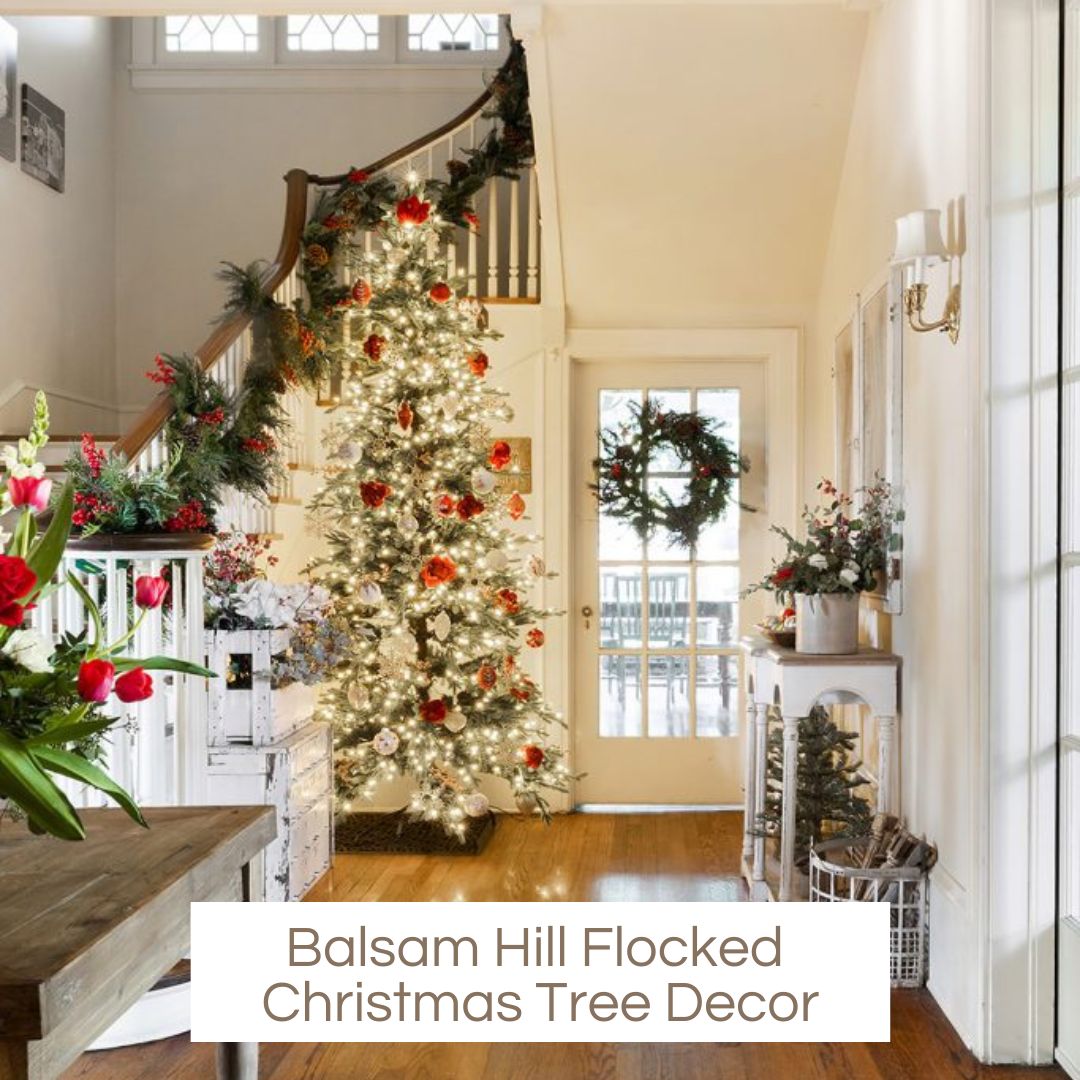 In my book A Home to Share, I featured our Christmas party. The flocked Christmas trees, wreaths, and garlands are from Balsam Hill.