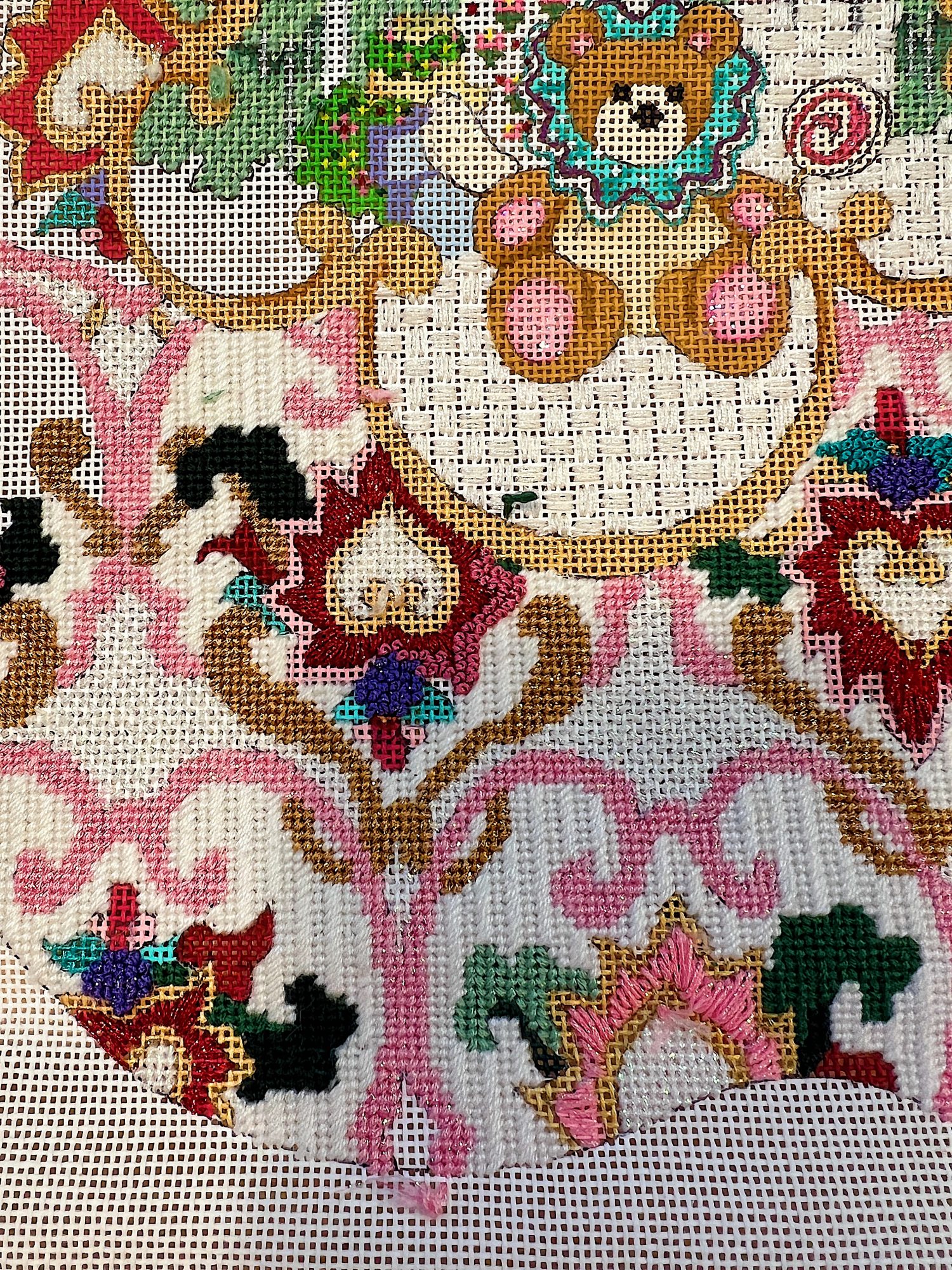 Hand needlepoint stocking with name Charlotte