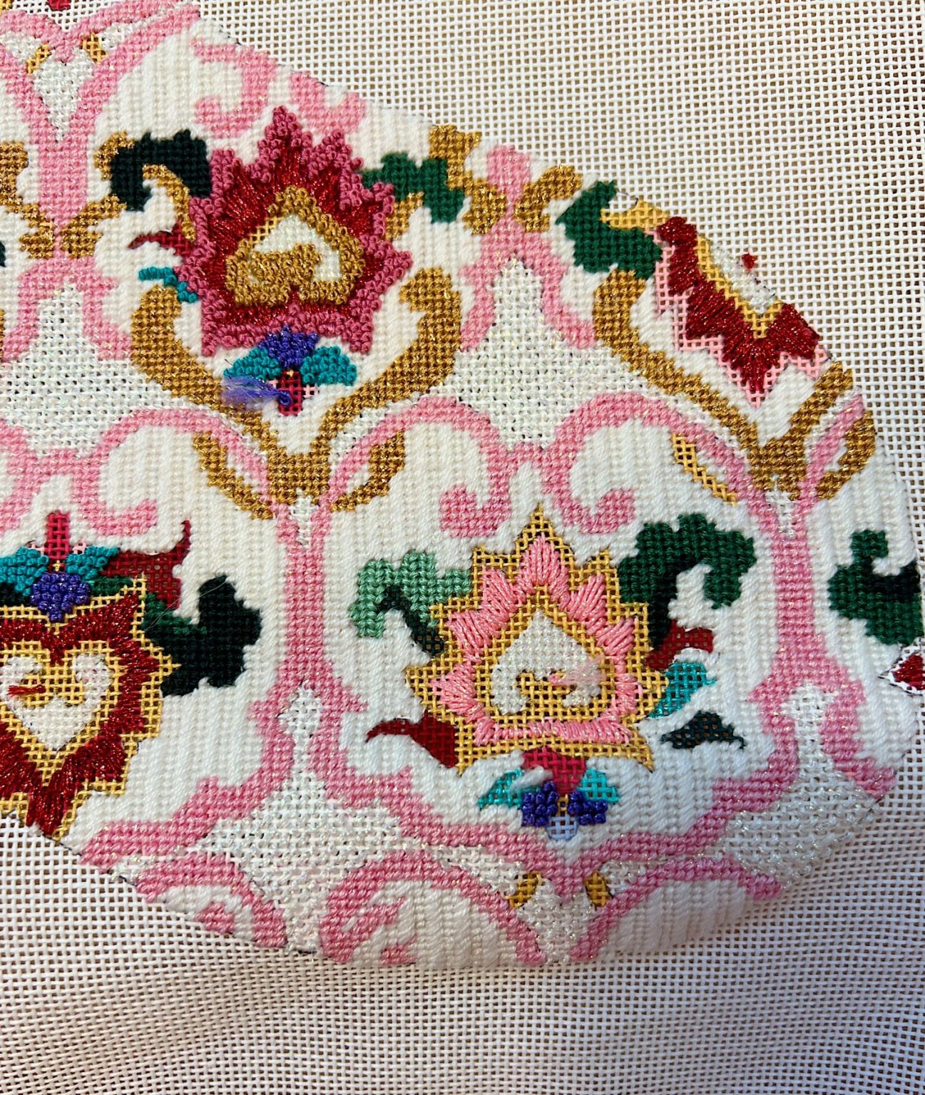 Hand needlepoint stocking with name Charlotte