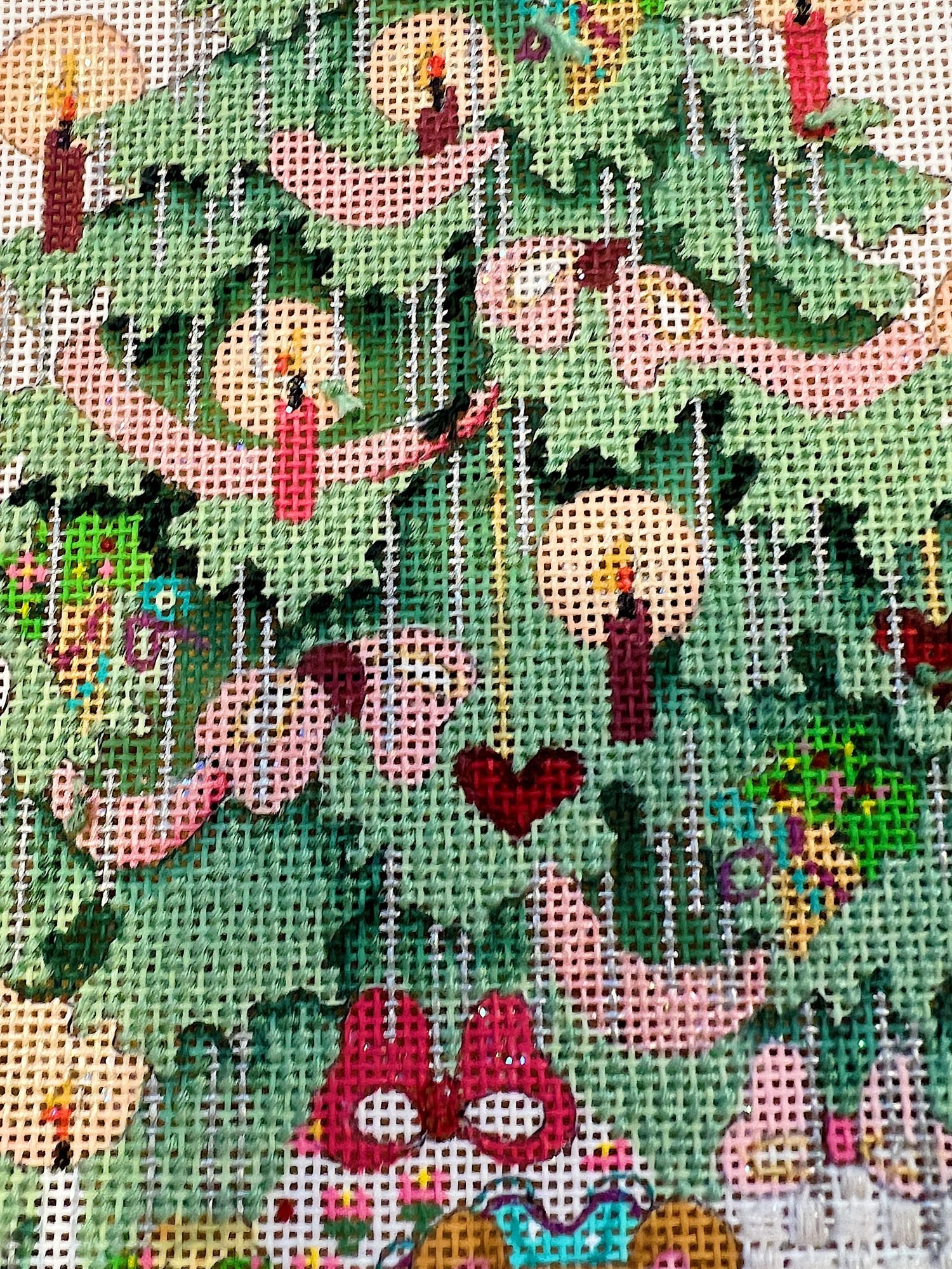 Hand needlepoint stocking with name Charlotte
