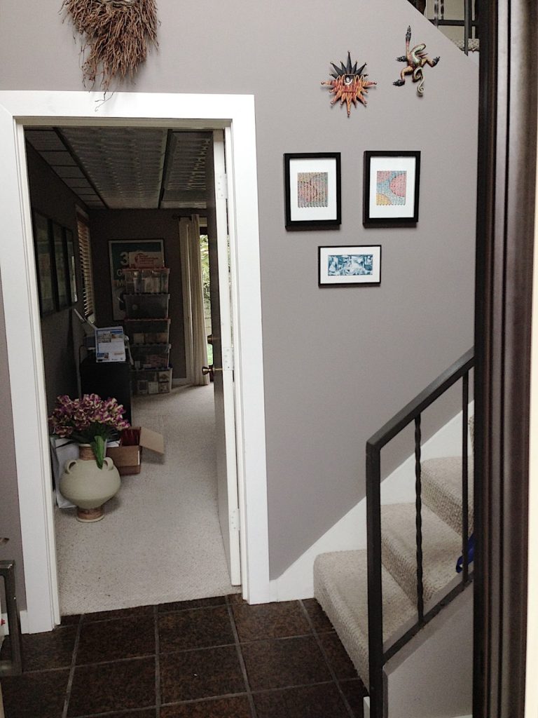 beach house entry way with stairs real estate listing photo